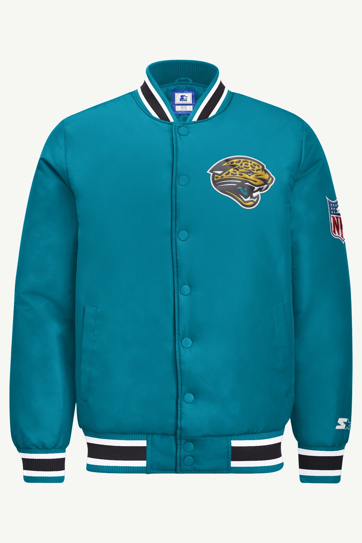 MENS JACKSONVILLE JAGUARS RETRO GAME DAY SATIN VARSITY JACKET View 2 MENS JACKSONVILLE JAGUARS RETRO GAME DAY SATIN VARSITY JACKET View 2