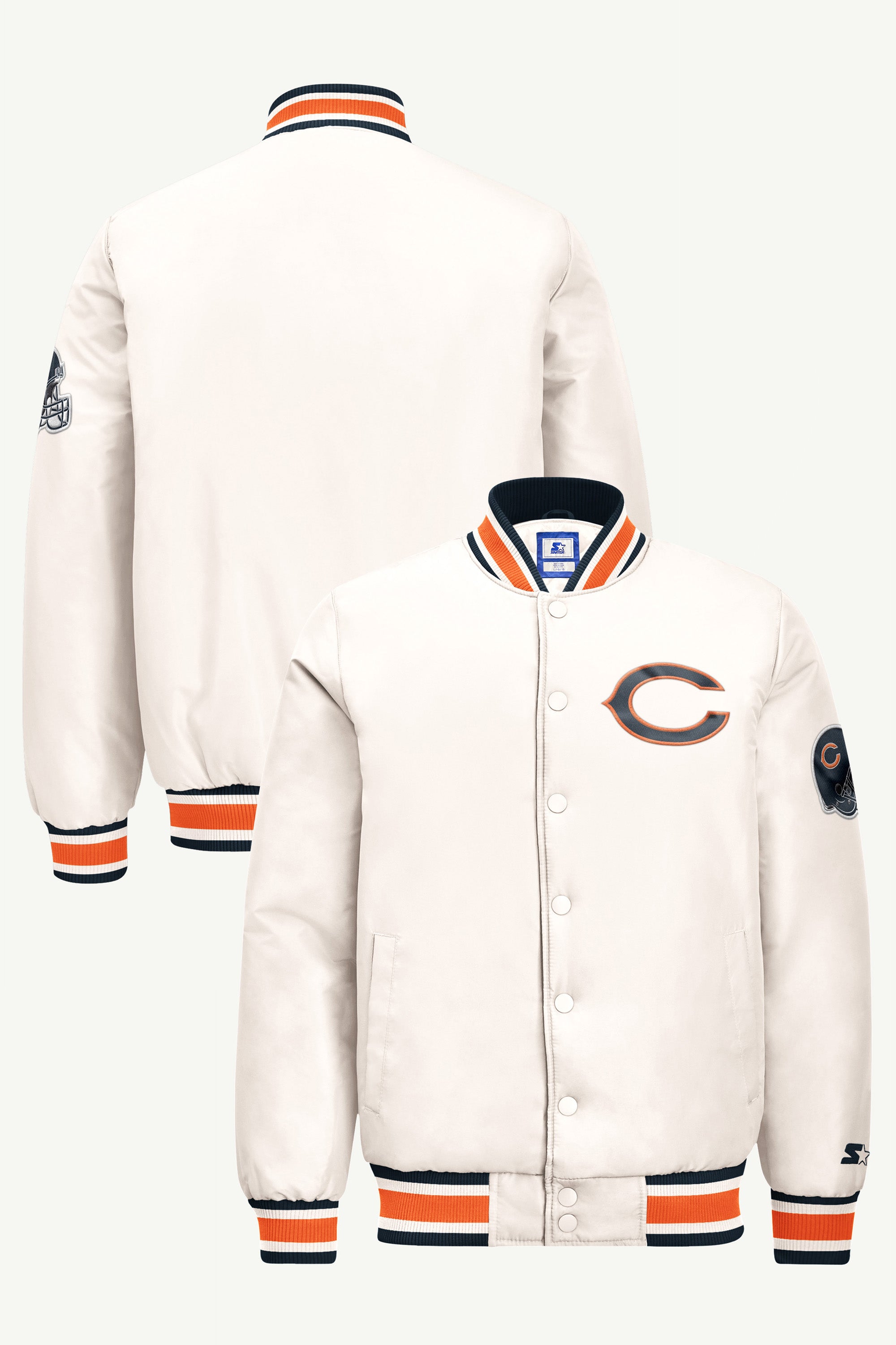 MENS CHICAGO BEARS RETRO GAME DAY SATIN VARSITY JACKET View 1 MENS CHICAGO BEARS RETRO GAME DAY SATIN VARSITY JACKET View 1