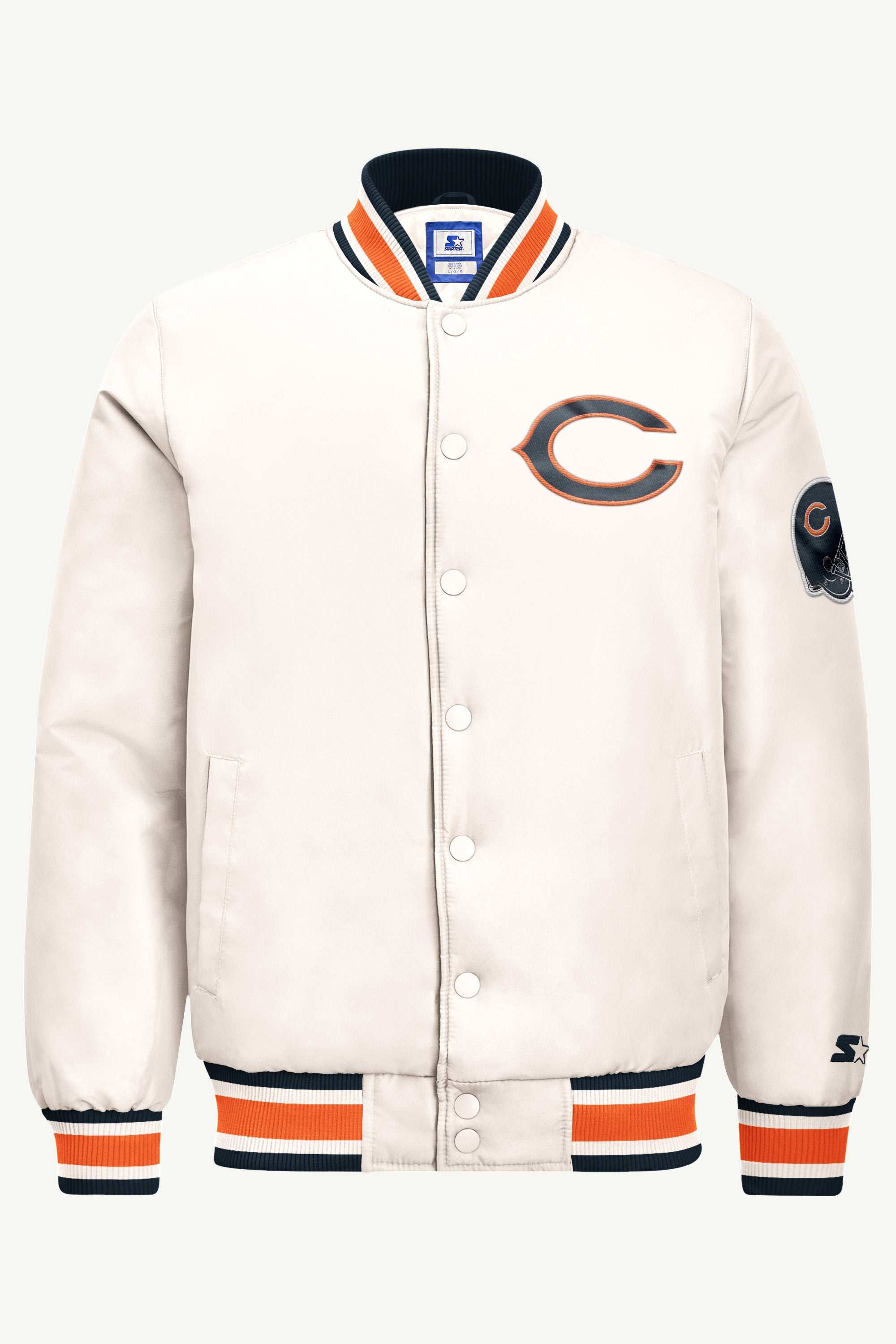 MENS CHICAGO BEARS RETRO GAME DAY SATIN VARSITY JACKET View 2 MENS CHICAGO BEARS RETRO GAME DAY SATIN VARSITY JACKET View 2