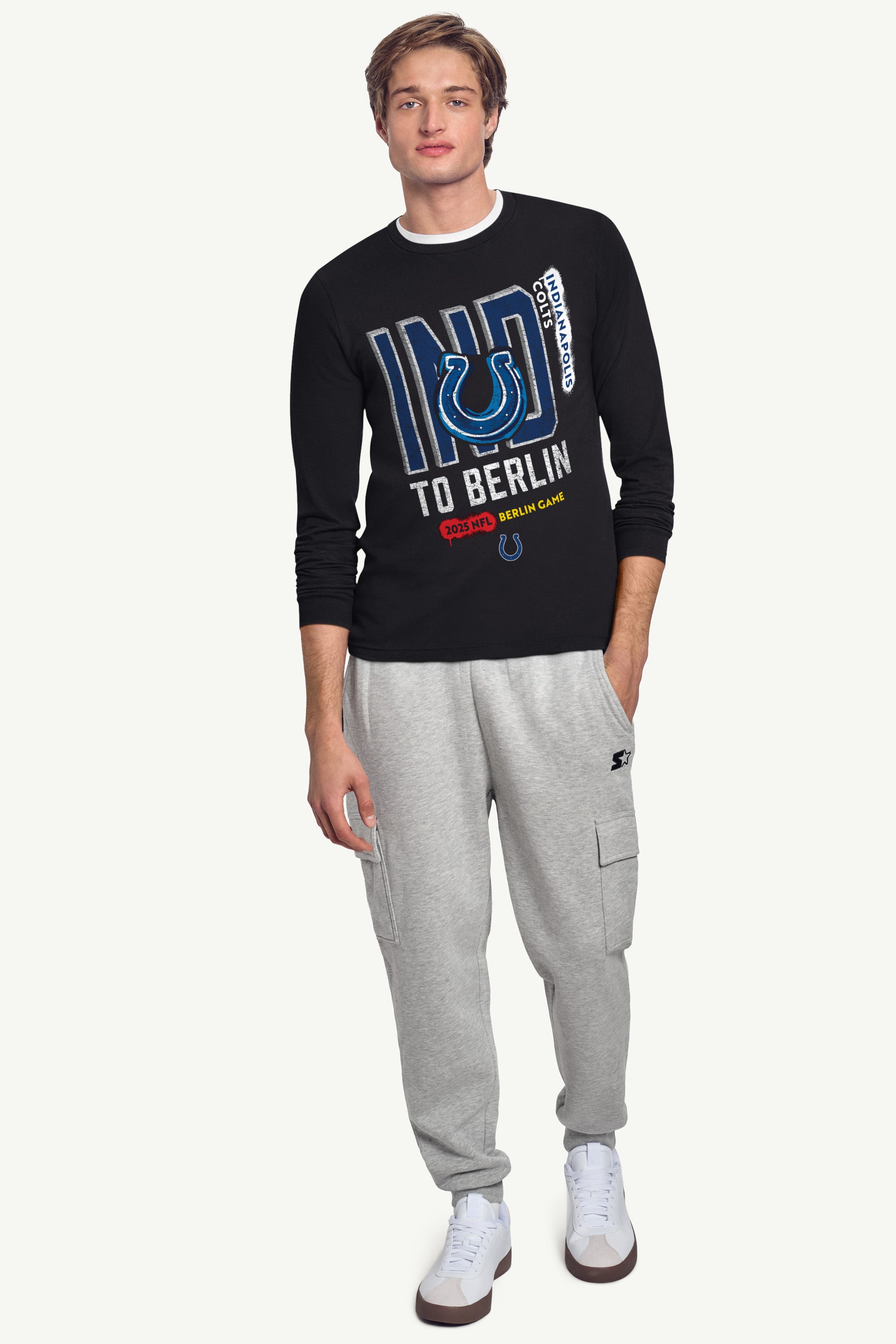 MENS INDIANAPOLIS COLTS TO BERLIN WE GO LONG SLEEVE T SHIRT View 3 | NFL International Games MENS INDIANAPOLIS COLTS TO BERLIN WE GO LONG SLEEVE T SHIRT View 3 | NFL International Games