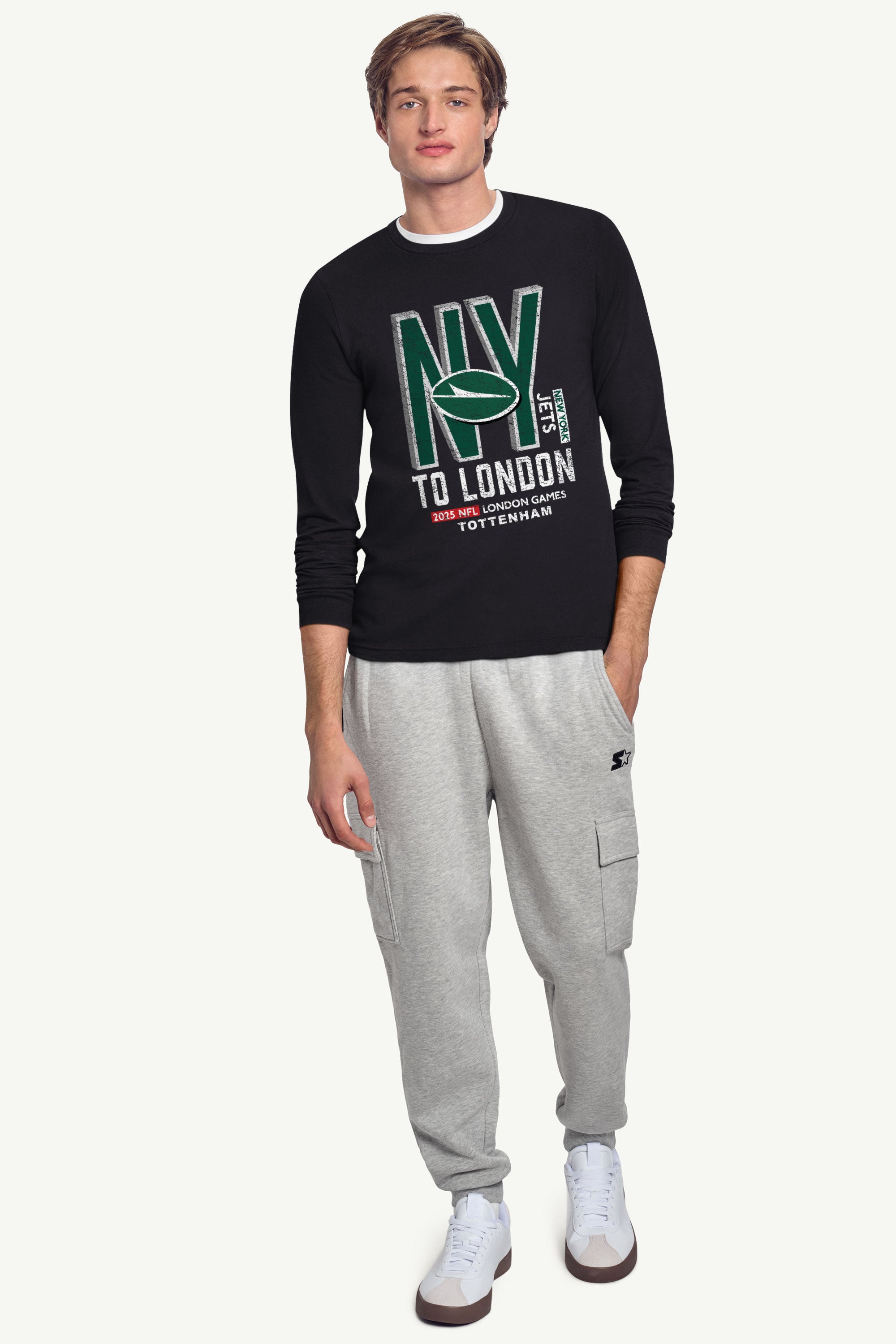 MENS NEW YORK JETS TO LONDON GAMES STADIUM LONG SLEEVE T SHIRT View 3 | DTG MENS NEW YORK JETS TO LONDON GAMES STADIUM LONG SLEEVE T SHIRT View 3 | DTG