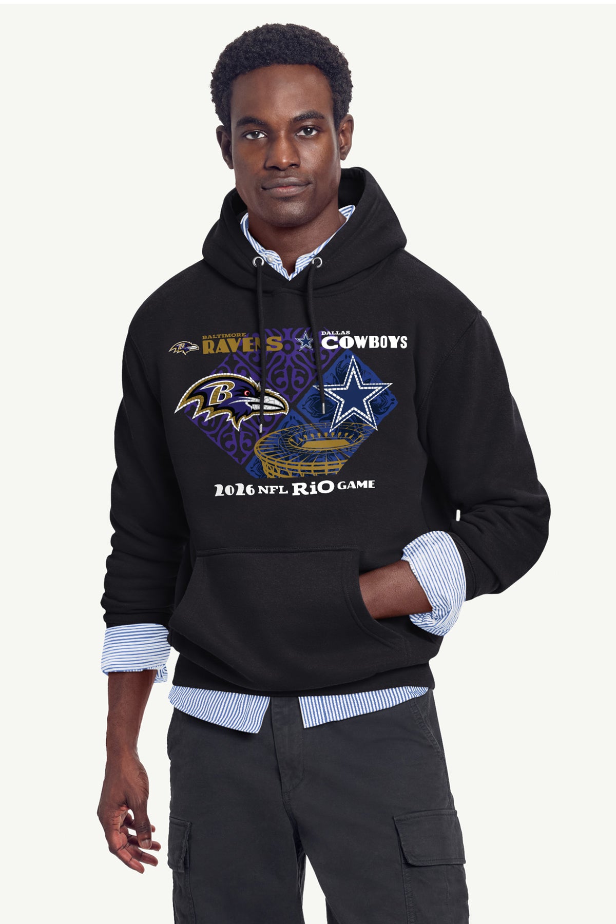MENS BALTIMORE RAVENS VS. DALLAS COWBOYS RIO MATCHUP HOODIE View 4 MENS BALTIMORE RAVENS VS. DALLAS COWBOYS RIO MATCHUP HOODIE View 4