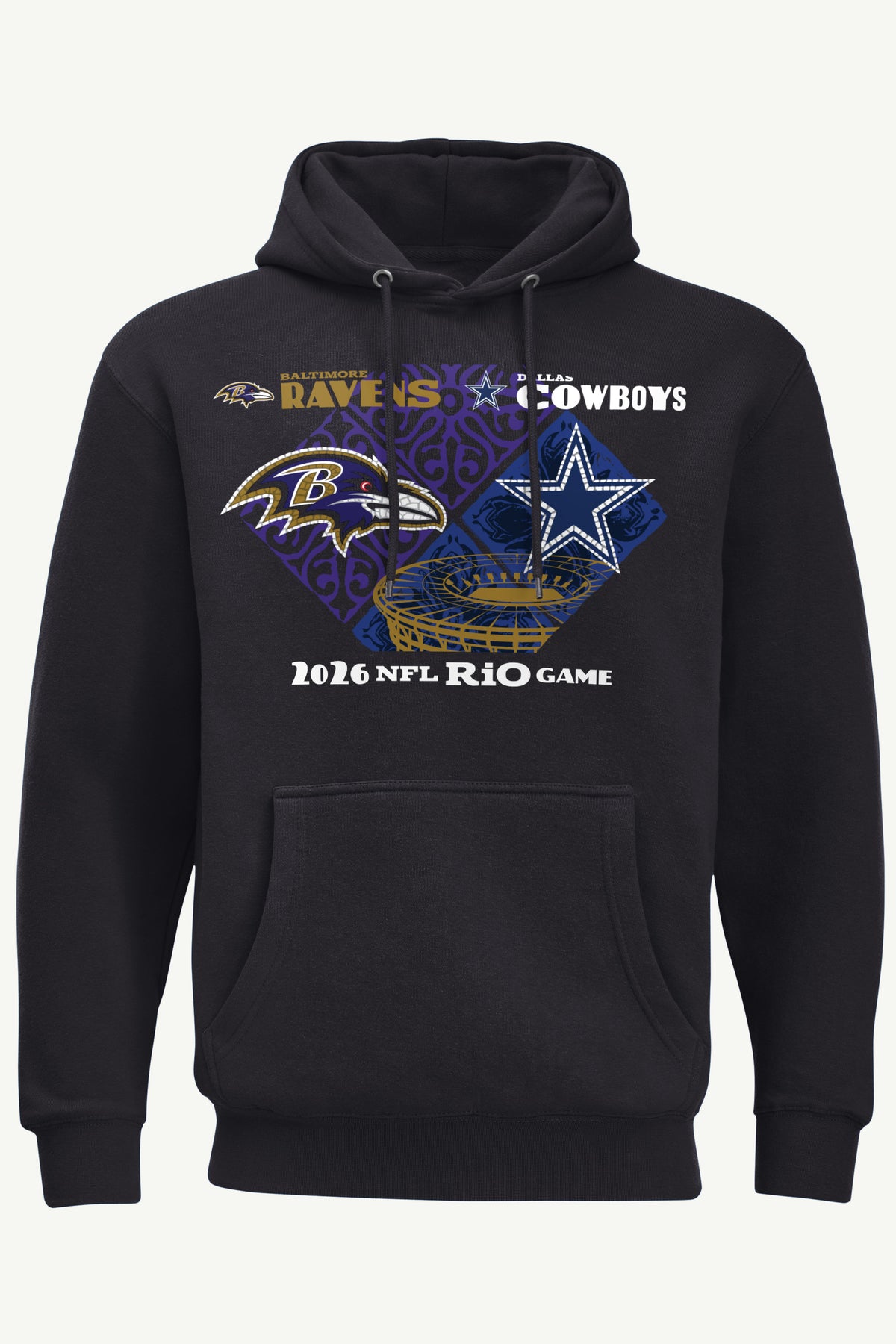 MENS BALTIMORE RAVENS VS. DALLAS COWBOYS RIO MATCHUP HOODIE View 1 MENS BALTIMORE RAVENS VS. DALLAS COWBOYS RIO MATCHUP HOODIE View 1