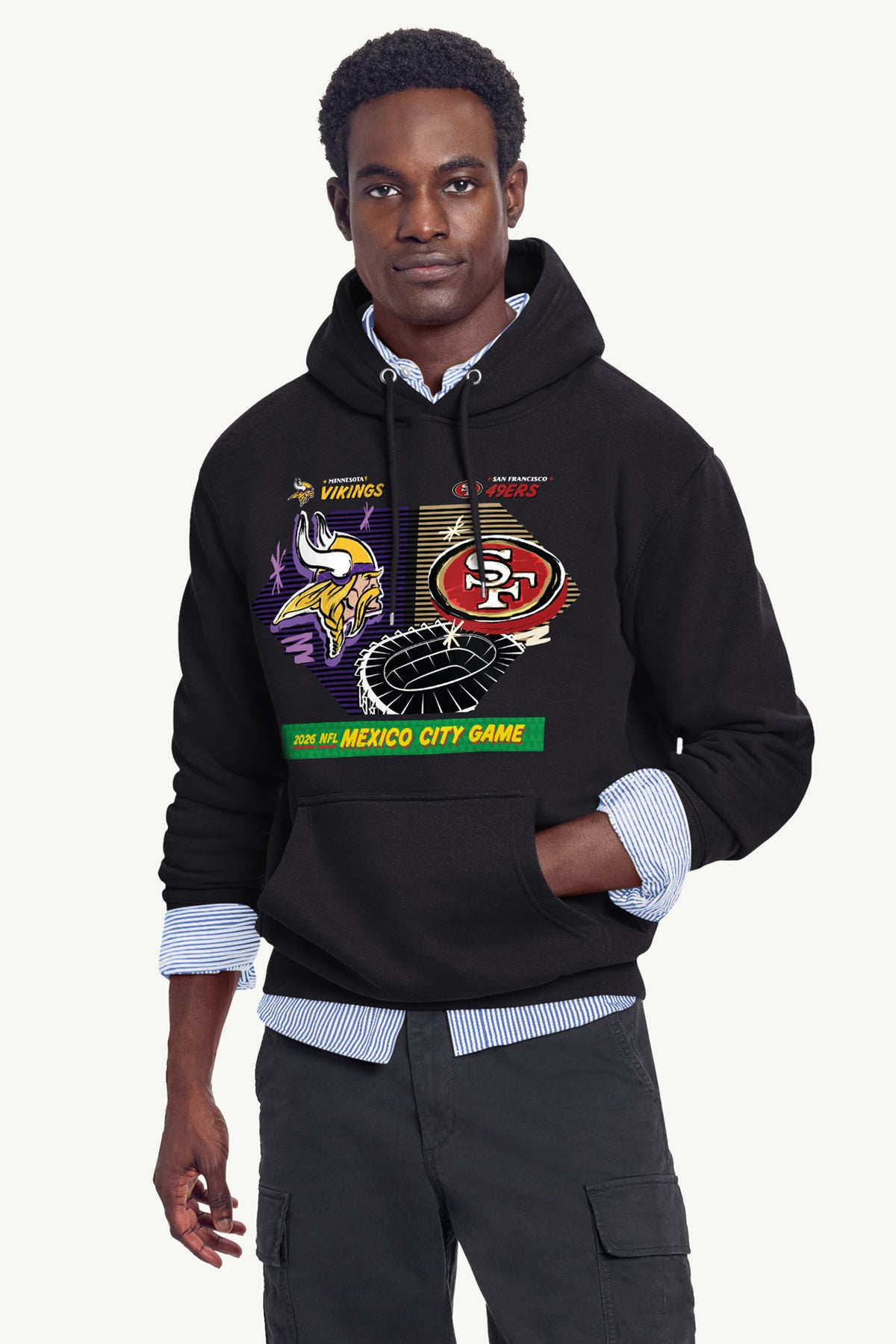 MENS MINNESOTA VIKINGS VS. SAN FRANCISCO 49ERS MEXICO CITY MATCH UP HOODIE View 4 MENS MINNESOTA VIKINGS VS. SAN FRANCISCO 49ERS MEXICO CITY MATCH UP HOODIE View 4