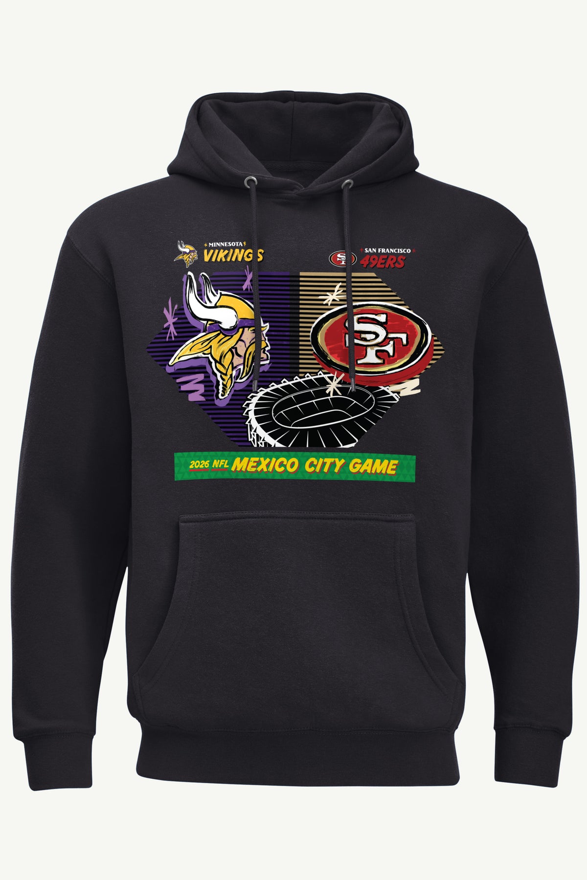 MENS MINNESOTA VIKINGS VS. SAN FRANCISCO 49ERS MEXICO CITY MATCH UP HOODIE View 1 MENS MINNESOTA VIKINGS VS. SAN FRANCISCO 49ERS MEXICO CITY MATCH UP HOODIE View 1