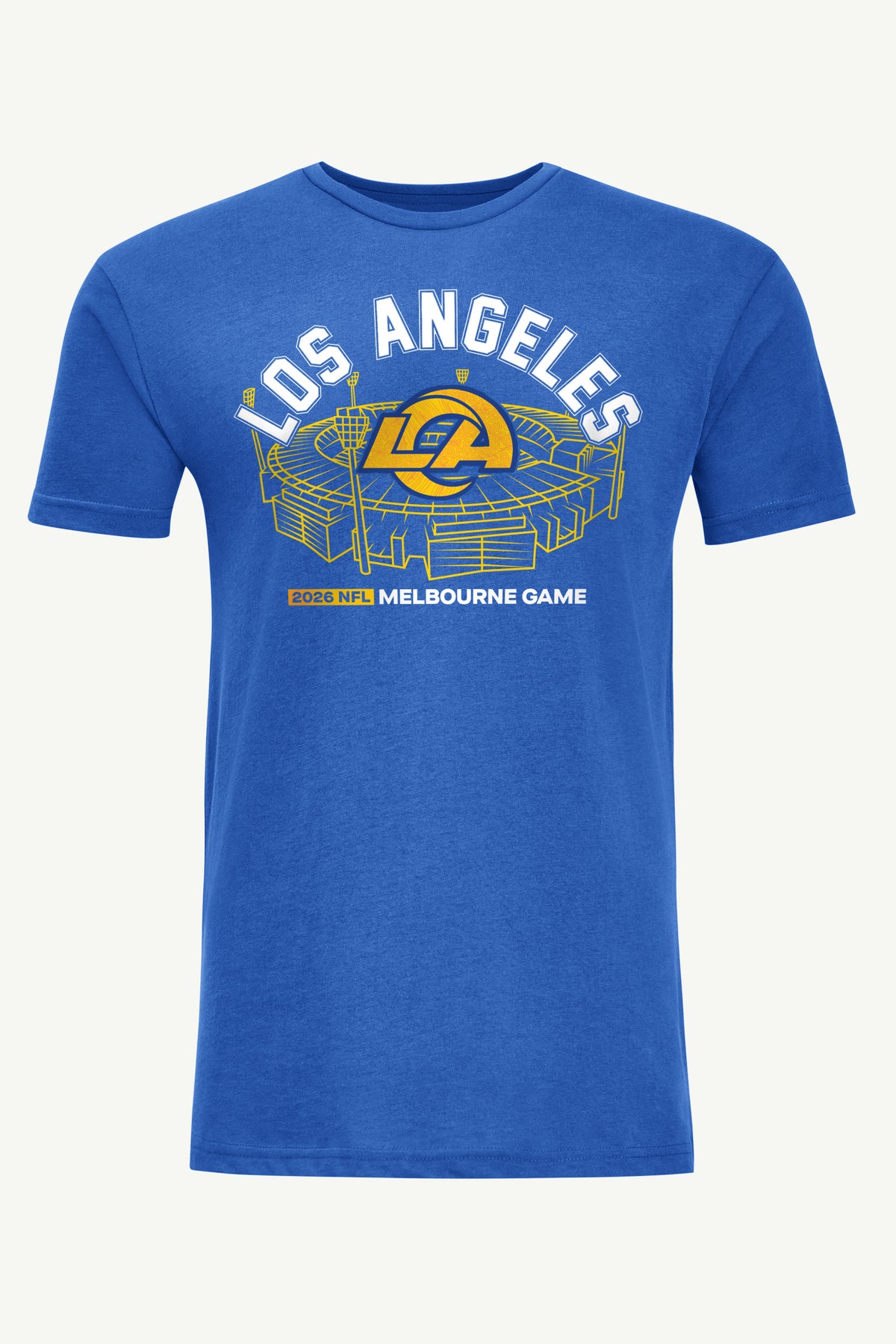 MENS LOS ANGELES RAMS MELBOURNE STADIUM T SHIRT View 1 MENS LOS ANGELES RAMS MELBOURNE STADIUM T SHIRT View 1