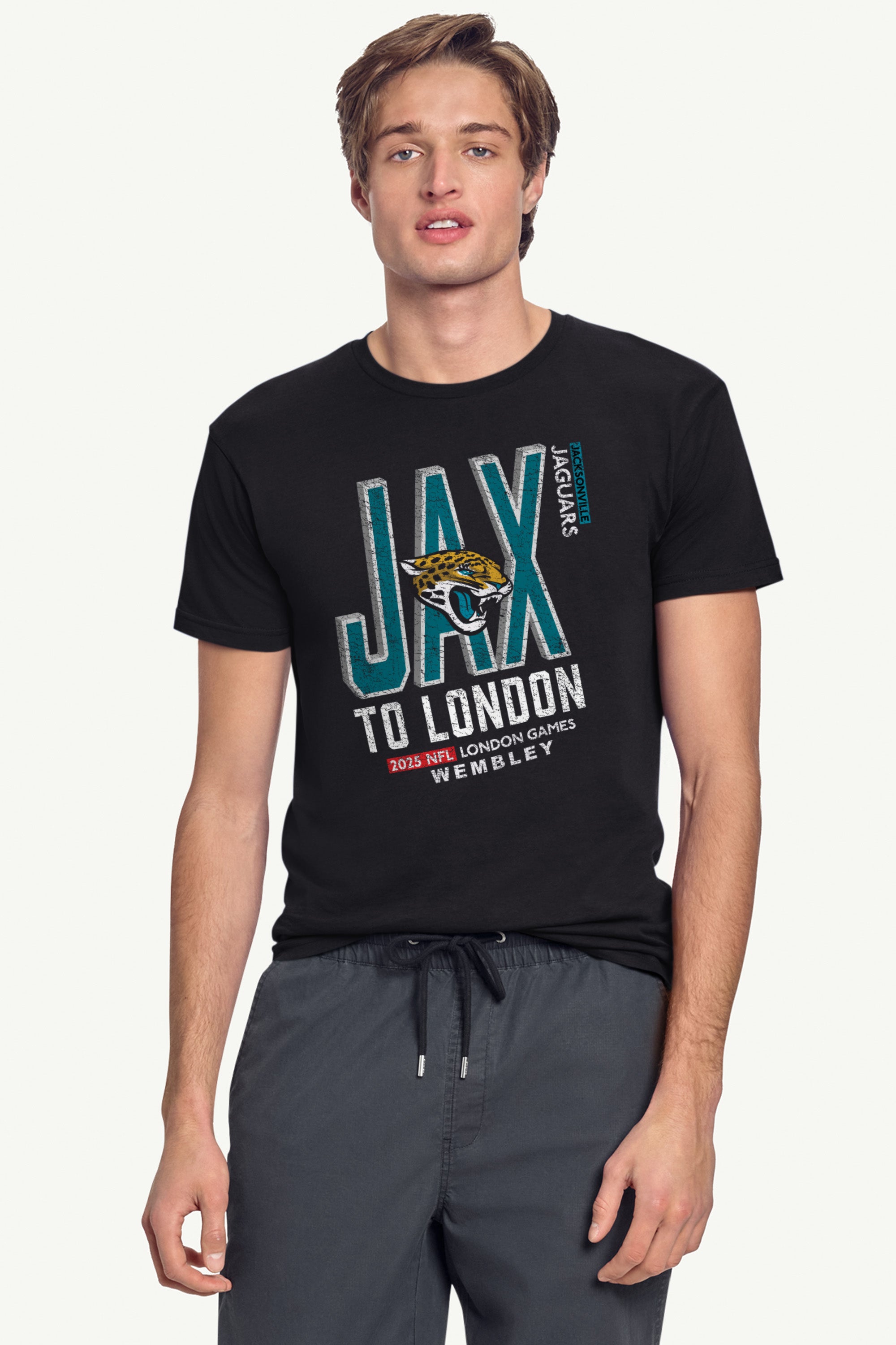 MENS JACKSONVILLE JAGUARS TO LONDON T SHIRT View 2 | NFL International Games MENS JACKSONVILLE JAGUARS TO LONDON T SHIRT View 2 | NFL International Games