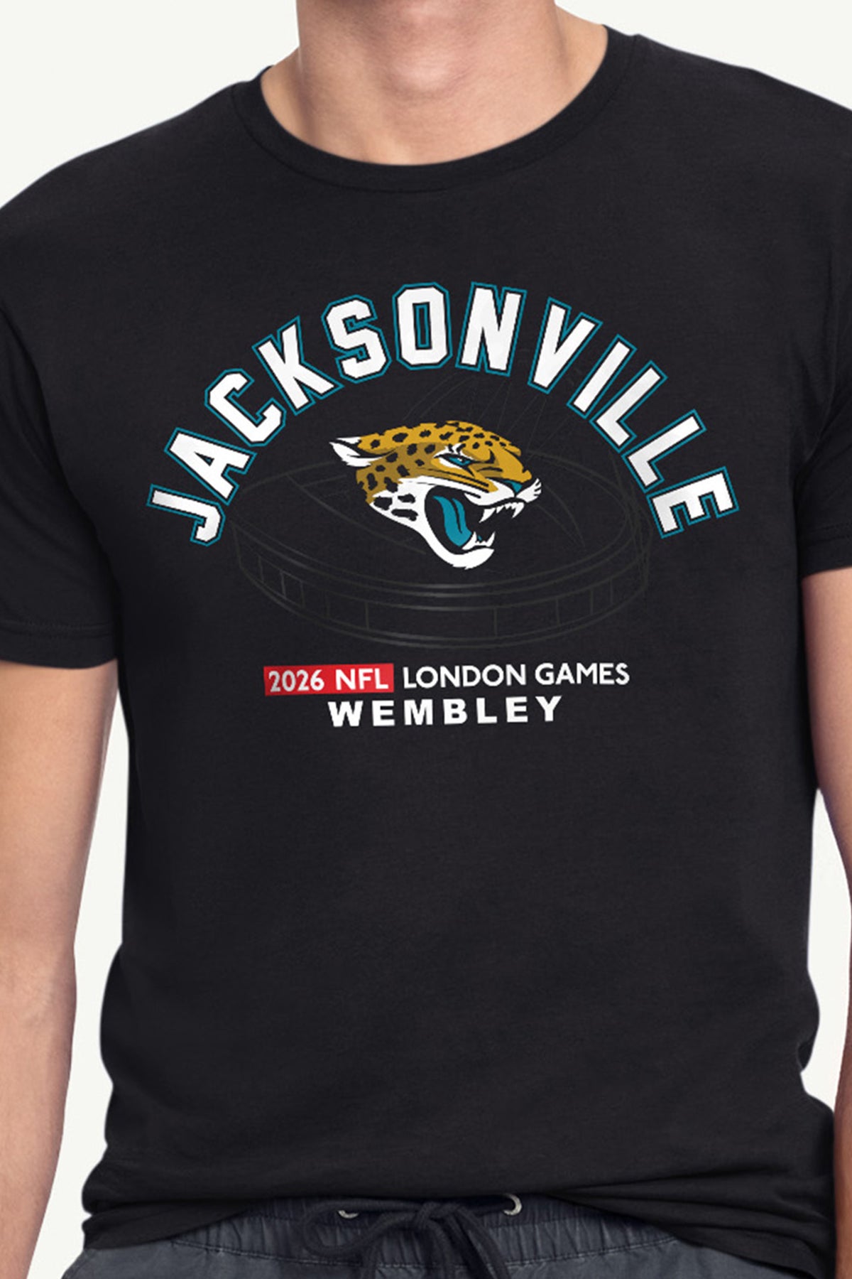 MENS JACKSONVILLE JAGUARS LONDON STADIUM T SHIRT View 2 | NFL 2026 International Games MENS JACKSONVILLE JAGUARS LONDON STADIUM T SHIRT View 2 | NFL 2026 International Games
