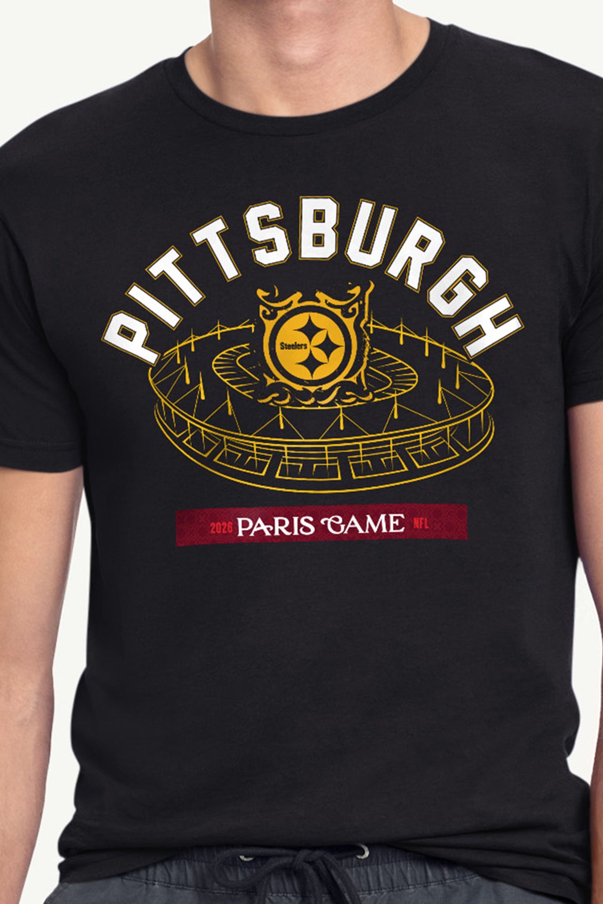 MENS PITTSBURGH STEELERS PARIS STADIUM T SHIRT View 2 MENS PITTSBURGH STEELERS PARIS STADIUM T SHIRT View 2