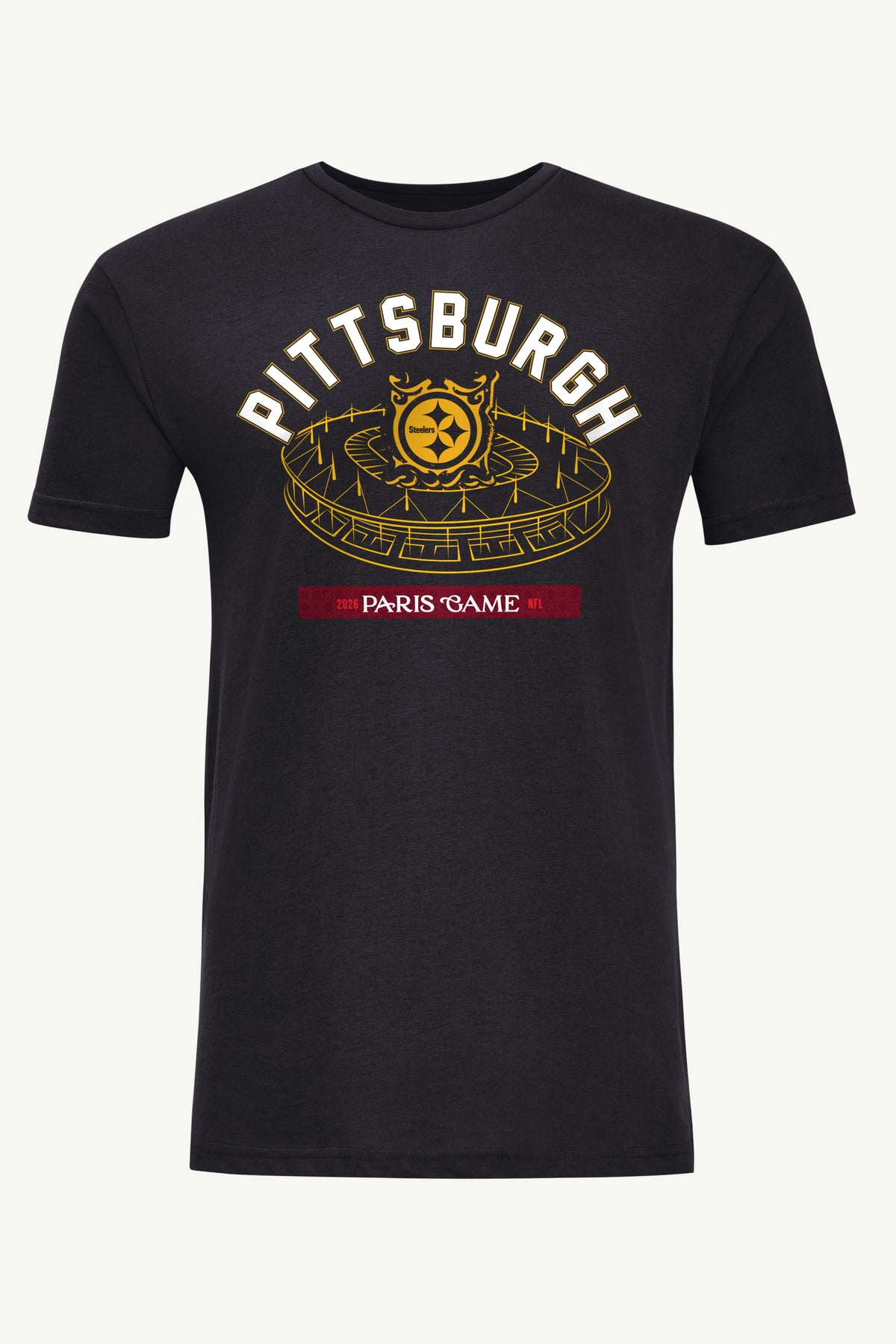 MENS PITTSBURGH STEELERS PARIS STADIUM T SHIRT View 1 MENS PITTSBURGH STEELERS PARIS STADIUM T SHIRT View 1
