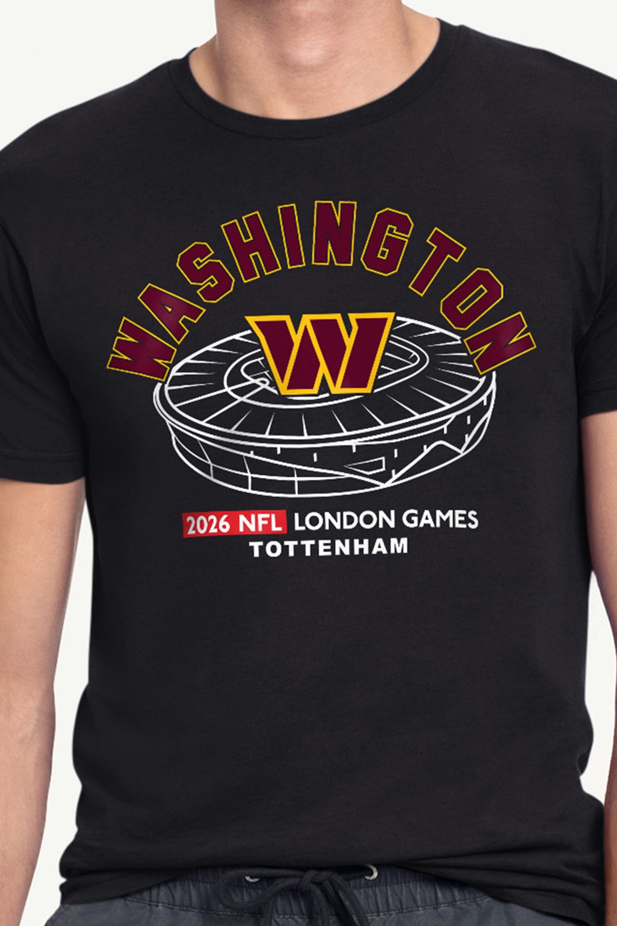 MENS WASHINGTON COMMANDERS LONDON STADIUM T SHIRT View 2 MENS WASHINGTON COMMANDERS LONDON STADIUM T SHIRT View 2