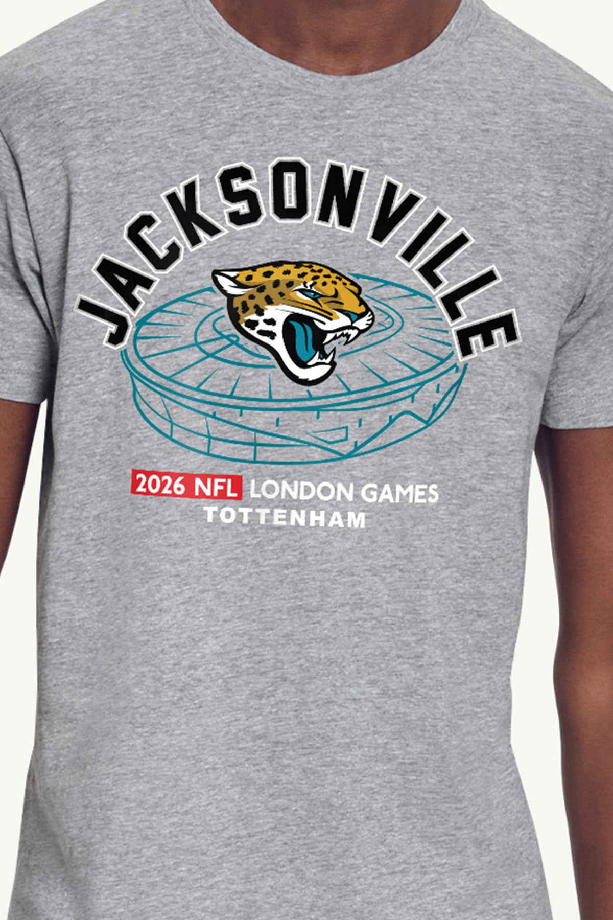 MENS JACKSONVILLE JAGUARS LONDON STADIUM T SHIRT View 2 | NFL 2026 International Games MENS JACKSONVILLE JAGUARS LONDON STADIUM T SHIRT View 2 | NFL 2026 International Games