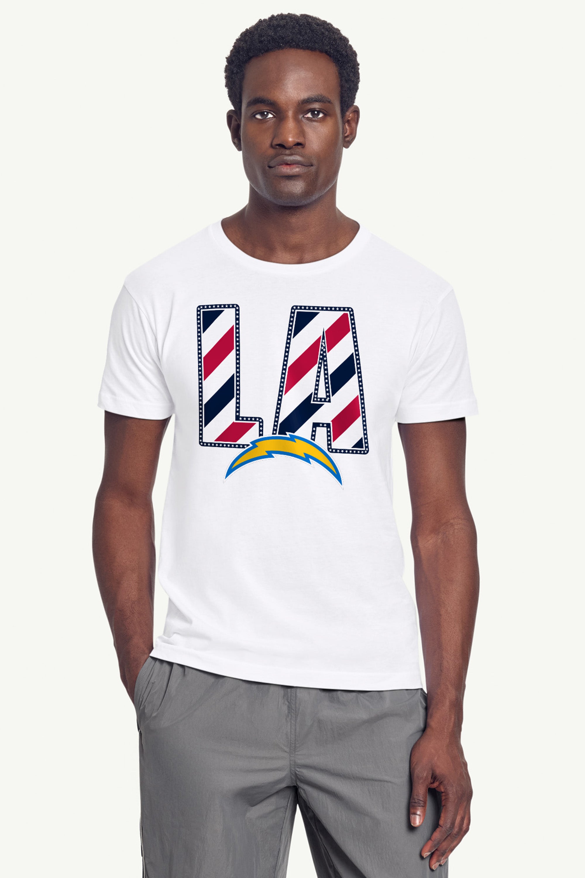 MENS LOS ANGELES CHARGERS STARS AND STRIPES T SHIRT View 4 MENS LOS ANGELES CHARGERS STARS AND STRIPES T SHIRT View 4