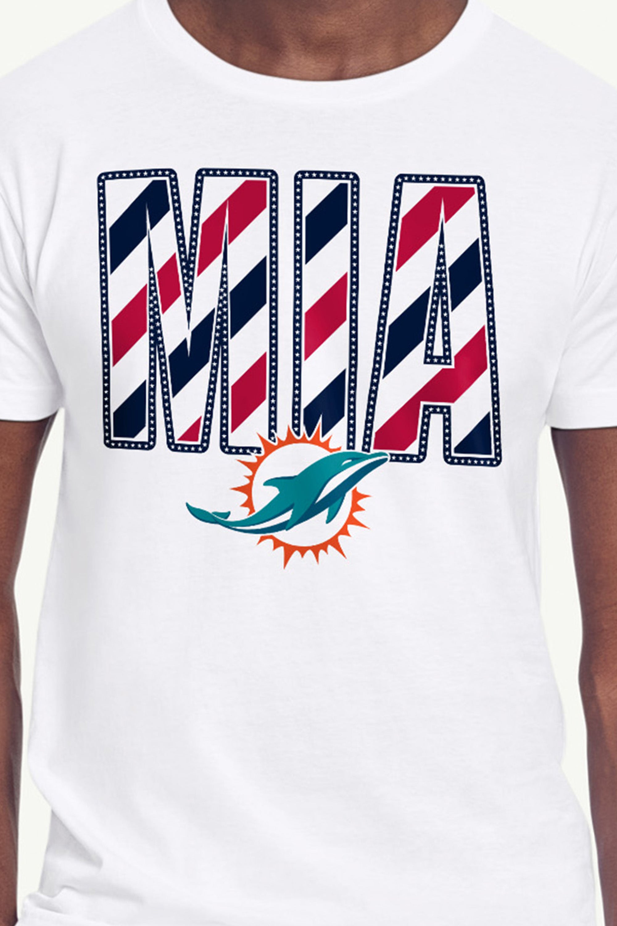 MENS MIAMI DOLHPINS STARS AND STRIPES T SHIRT View 2 MENS MIAMI DOLHPINS STARS AND STRIPES T SHIRT View 2