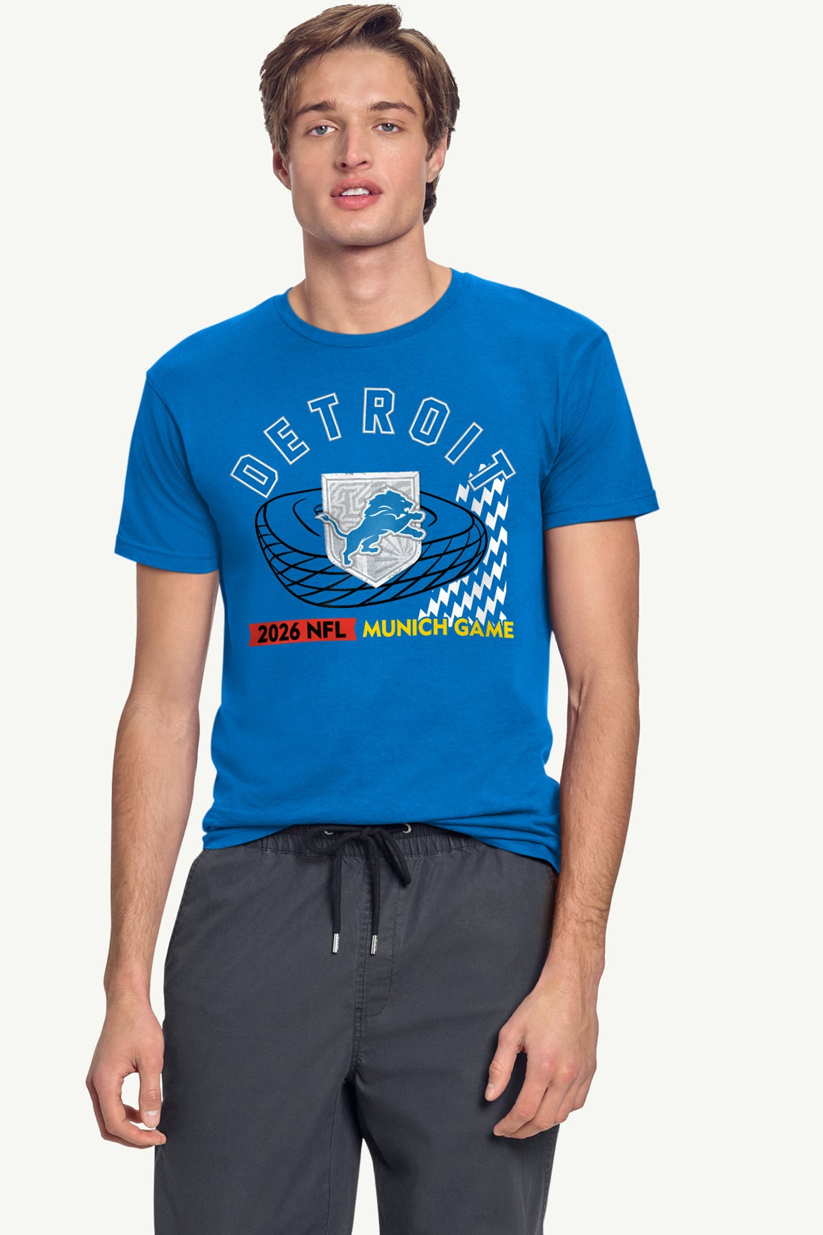 MENS DETROIT LIONS MUNICH STADIUM T SHIRT View 4 MENS DETROIT LIONS MUNICH STADIUM T SHIRT View 4