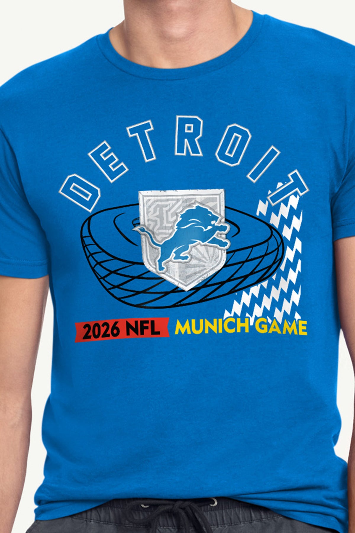 MENS DETROIT LIONS MUNICH STADIUM T SHIRT View 2 MENS DETROIT LIONS MUNICH STADIUM T SHIRT View 2