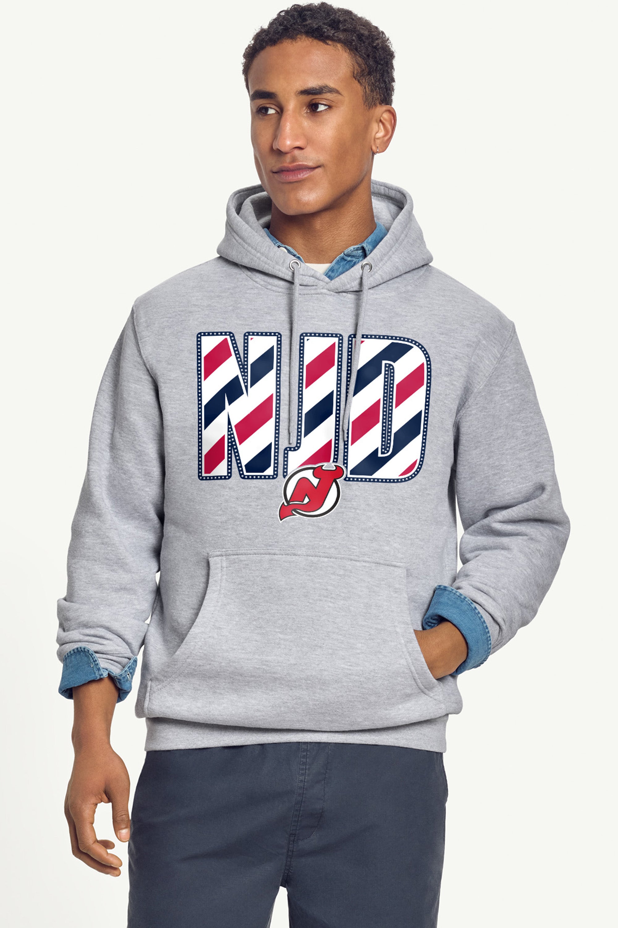 MENS NEW JERSEY DEVILS STARS AND STRIPES HOODIE View 4 MENS NEW JERSEY DEVILS STARS AND STRIPES HOODIE View 4