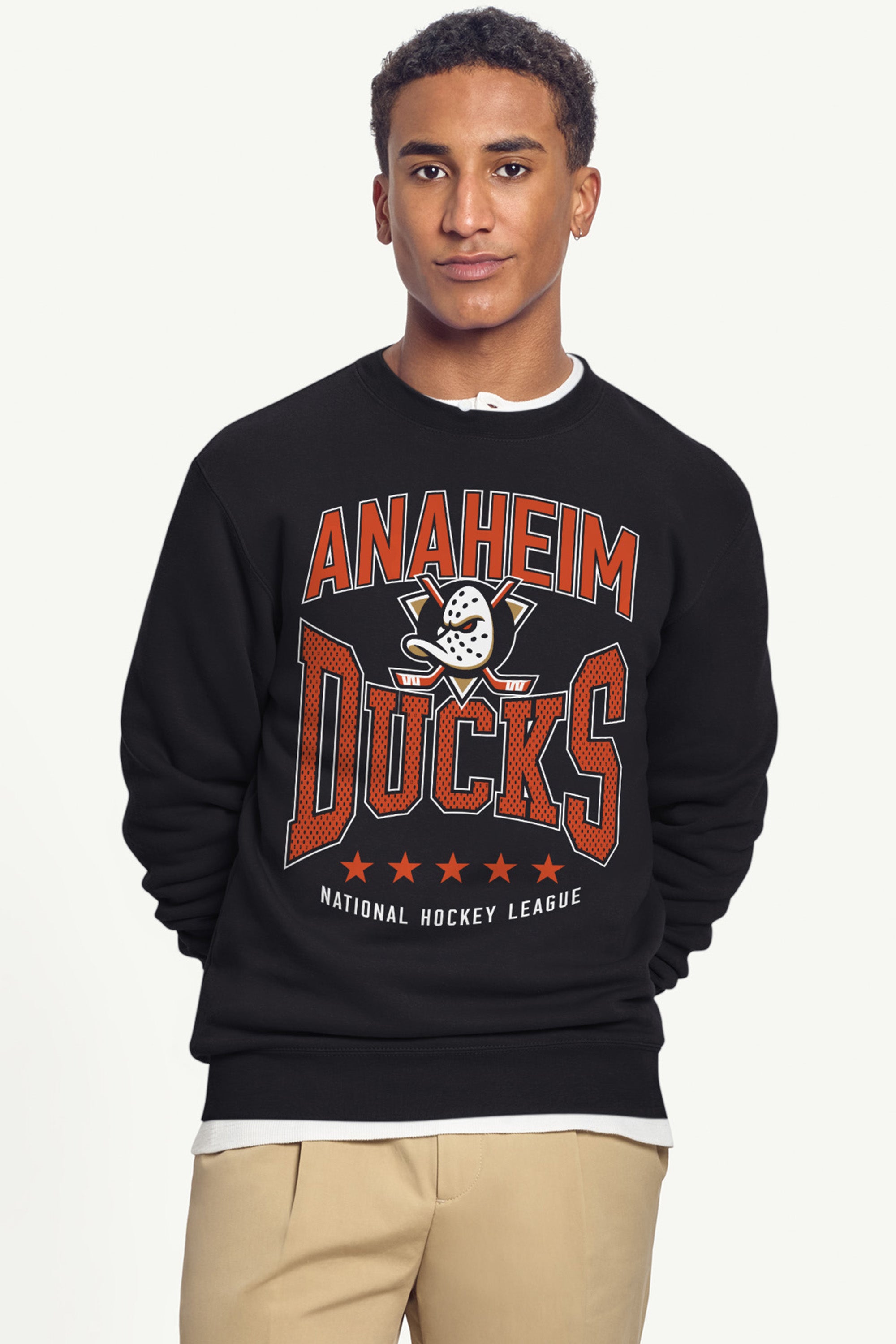 MENS ANAHEIM DUCKS CENTER SQUEEZE SWEATSHIRT View 3 MENS ANAHEIM DUCKS CENTER SQUEEZE SWEATSHIRT View 3