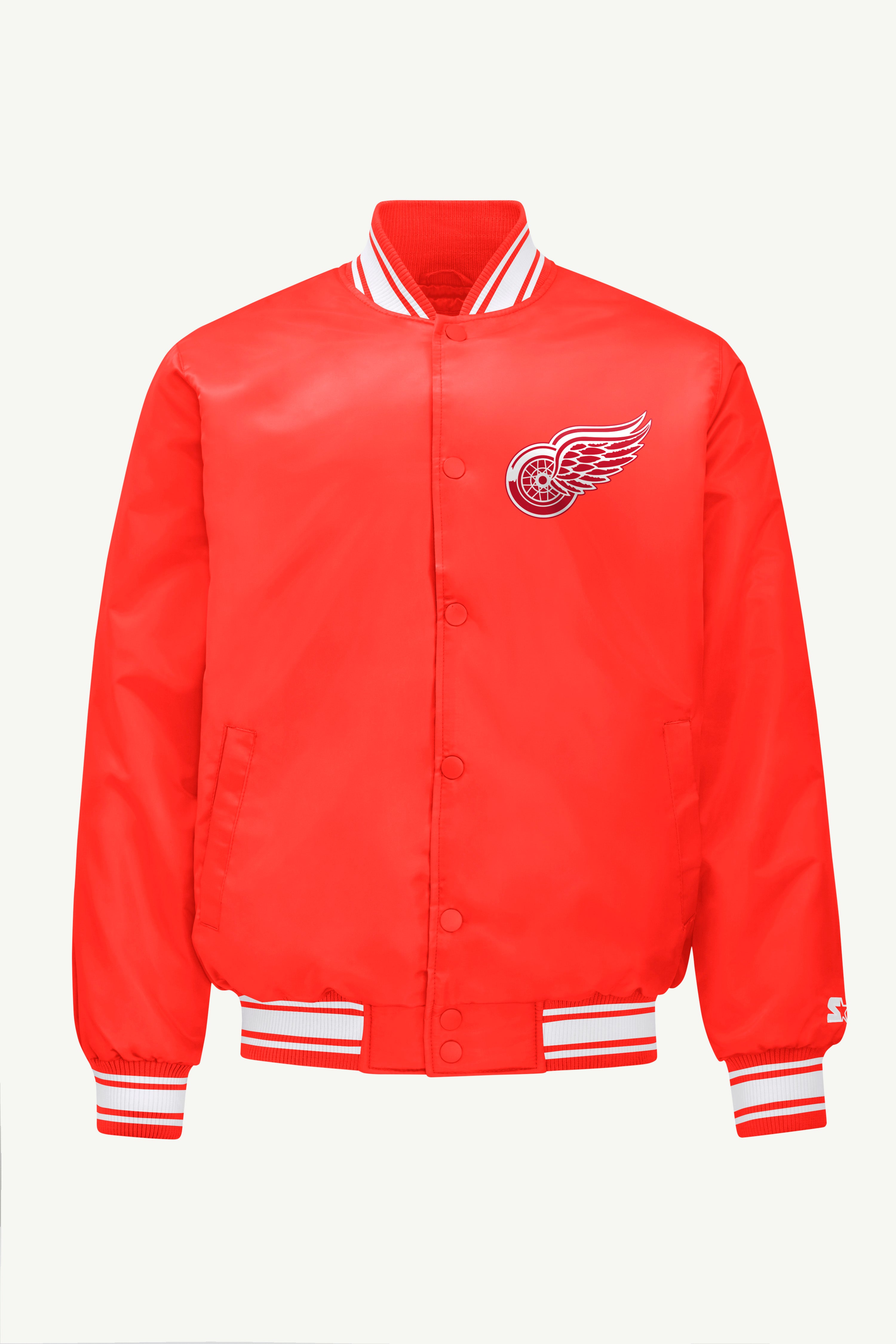 MENS DETROIT RED WINGS TRIANGLE SATIN VARSITY JACKET View 1 | Starter Jackets MENS DETROIT RED WINGS TRIANGLE SATIN VARSITY JACKET View 1 | Starter Jackets