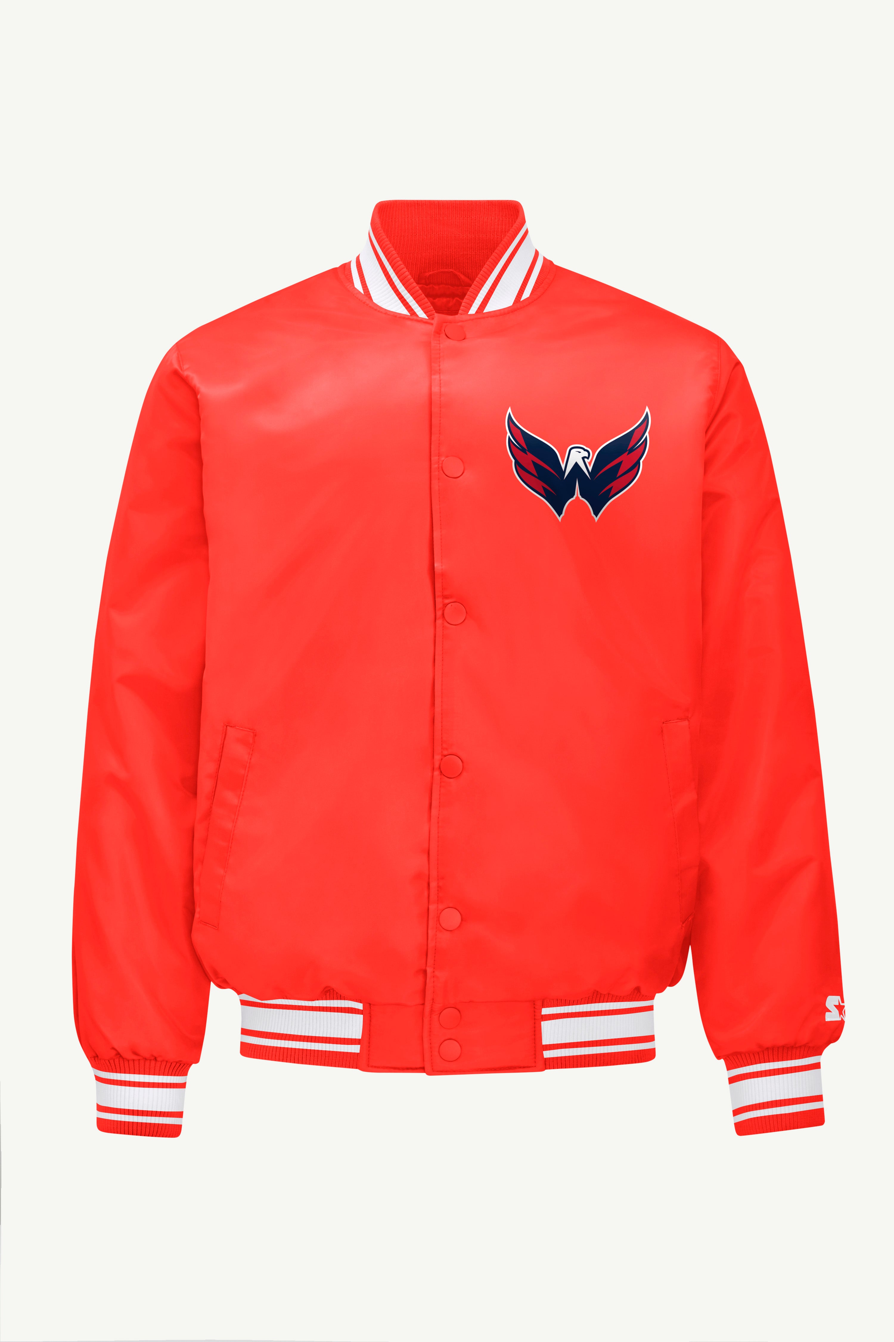 MENS WASHINGTON CAPTIALS PRINTED GRAPHIC TRIANGLE SATIN VARSITY JACKET View 1 MENS WASHINGTON CAPTIALS PRINTED GRAPHIC TRIANGLE SATIN VARSITY JACKET View 1