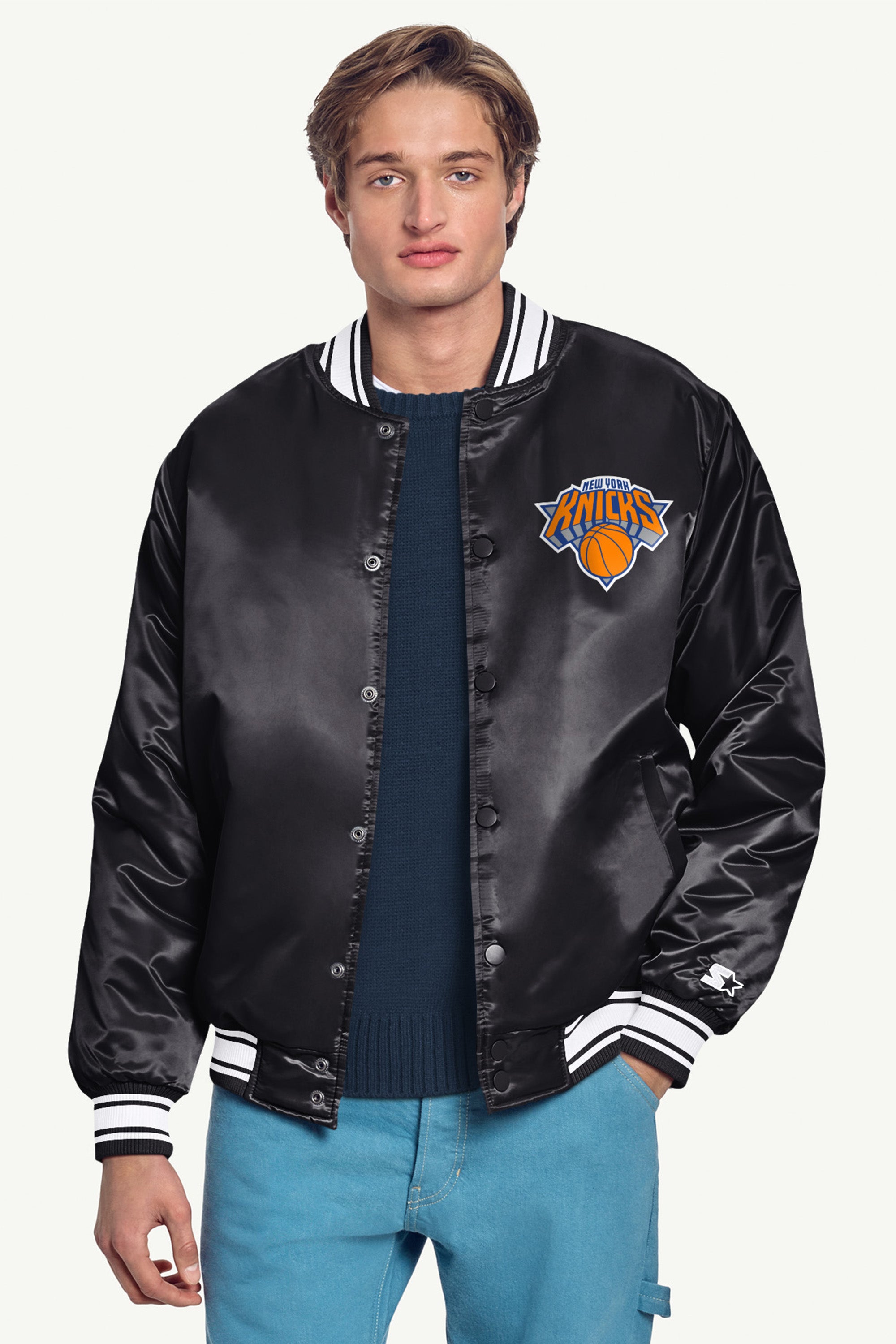 MENS NEW YORK KNICKS TRIANGLE SATIN VARSITY JACKET View 3 | Satin Varsity Jackets MENS NEW YORK KNICKS TRIANGLE SATIN VARSITY JACKET View 3 | Satin Varsity Jackets