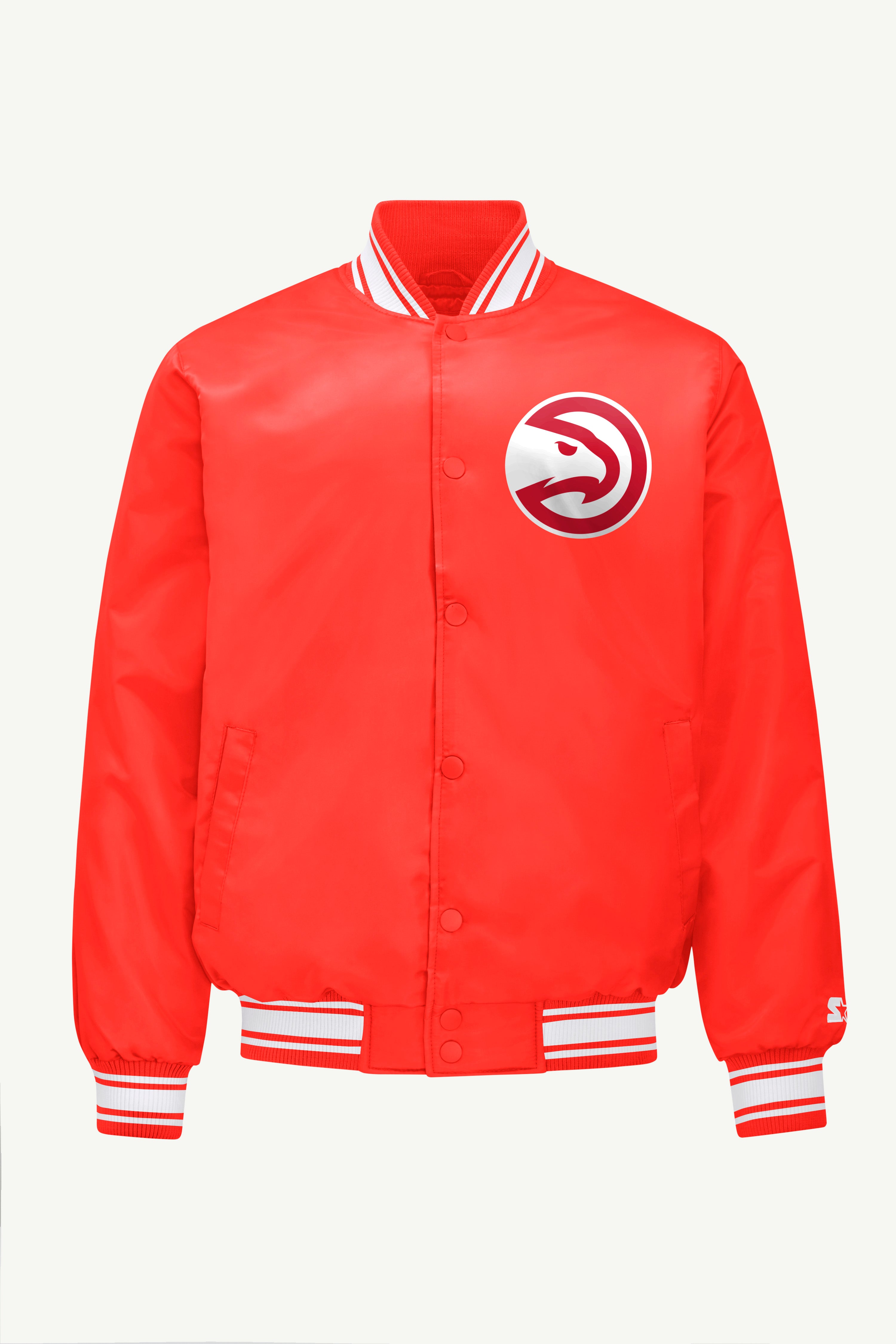 MENS ATLANTA HAWKS PRINTED GRAPHIC SATIN VARSITY JACKET View 1 | Atlanta Hawks MENS ATLANTA HAWKS PRINTED GRAPHIC SATIN VARSITY JACKET View 1 | Atlanta Hawks