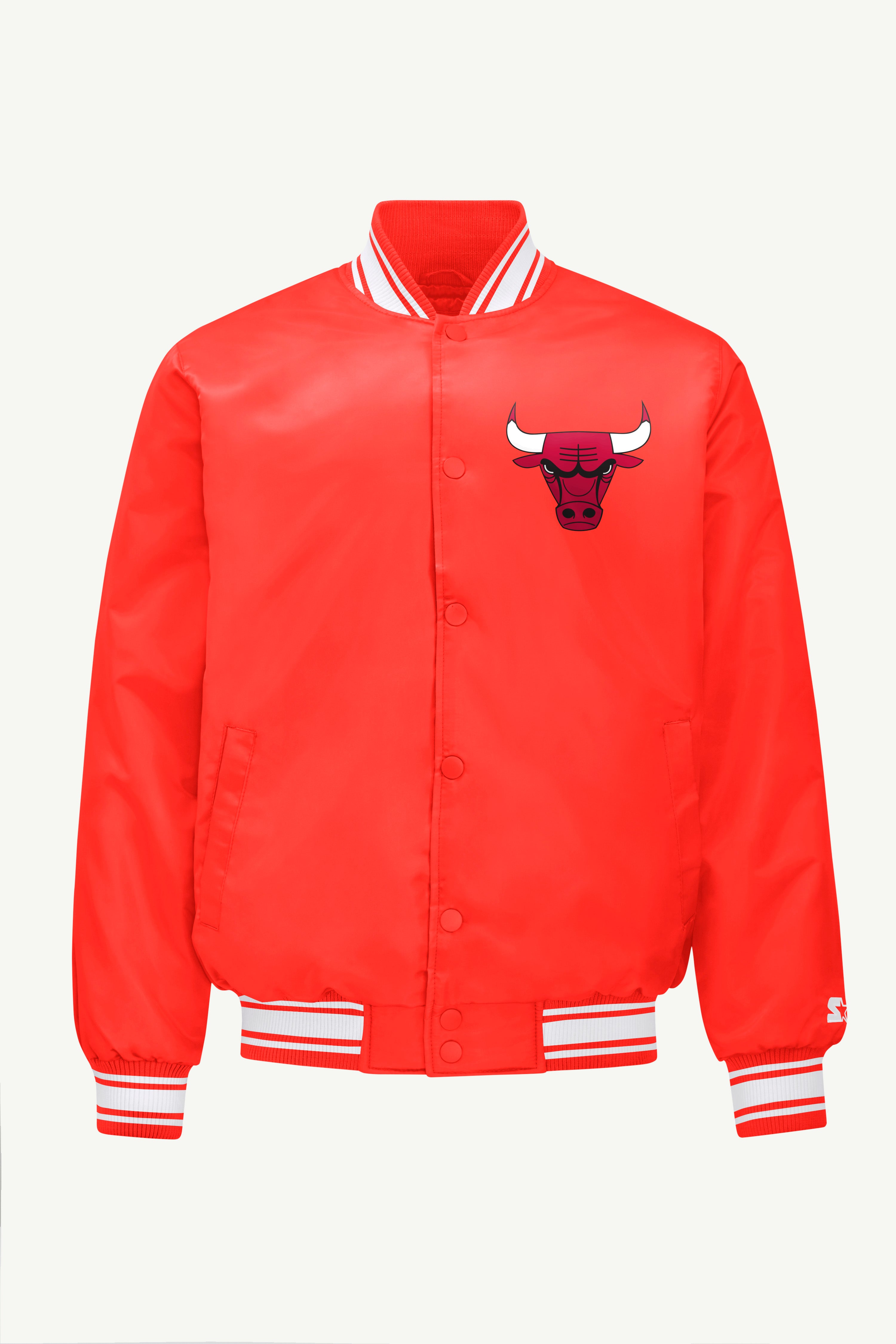MENS CHICAGO BULLS PRINTED GRAPHIC SATIN VARSITY JACKET View 1 | Chicago Bulls MENS CHICAGO BULLS PRINTED GRAPHIC SATIN VARSITY JACKET View 1 | Chicago Bulls