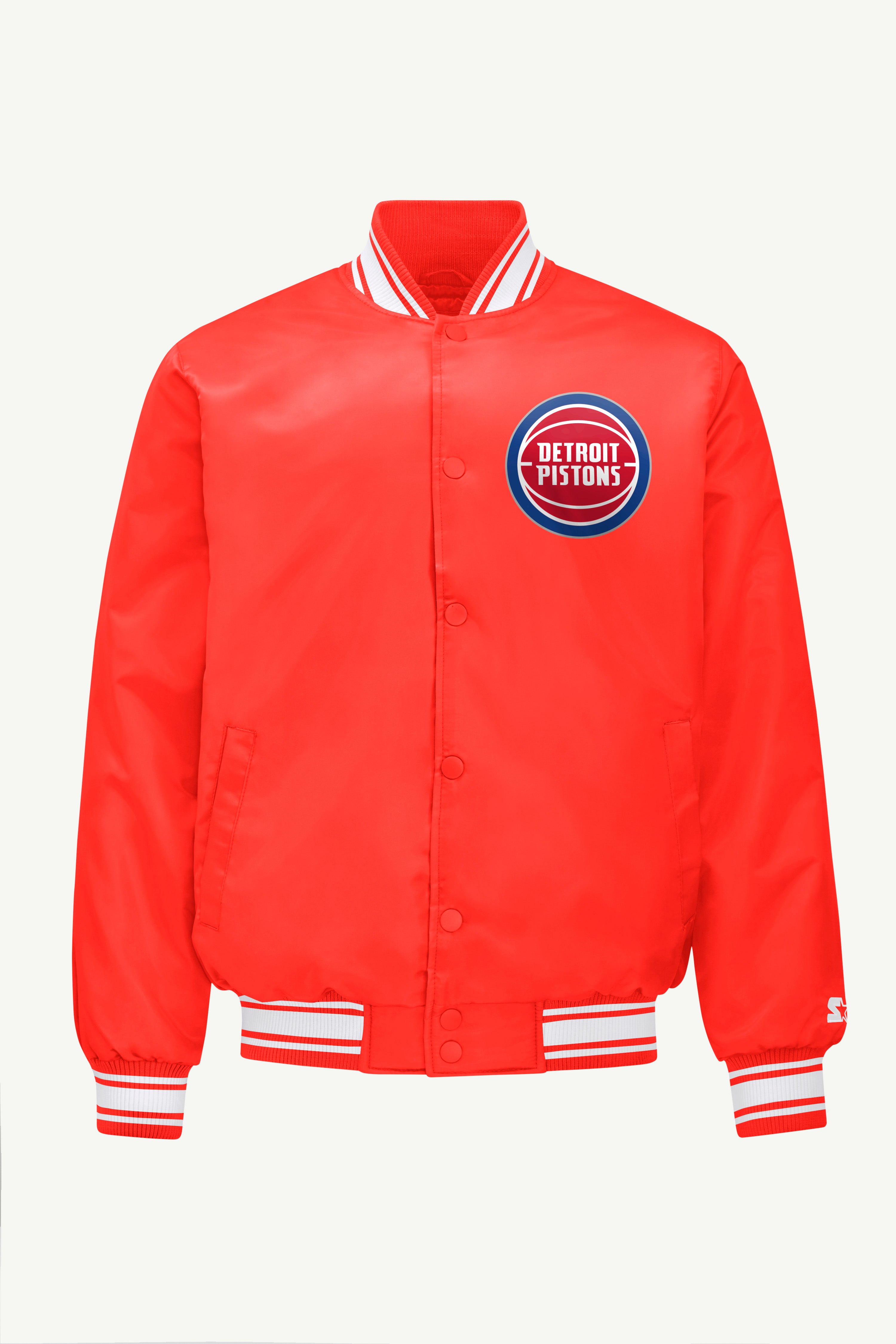 MENS DETROIT PISTONS PRINTED GRAPHIC SATIN VARSITY JACKET View 1 | Detroit Pistons MENS DETROIT PISTONS PRINTED GRAPHIC SATIN VARSITY JACKET View 1 | Detroit Pistons
