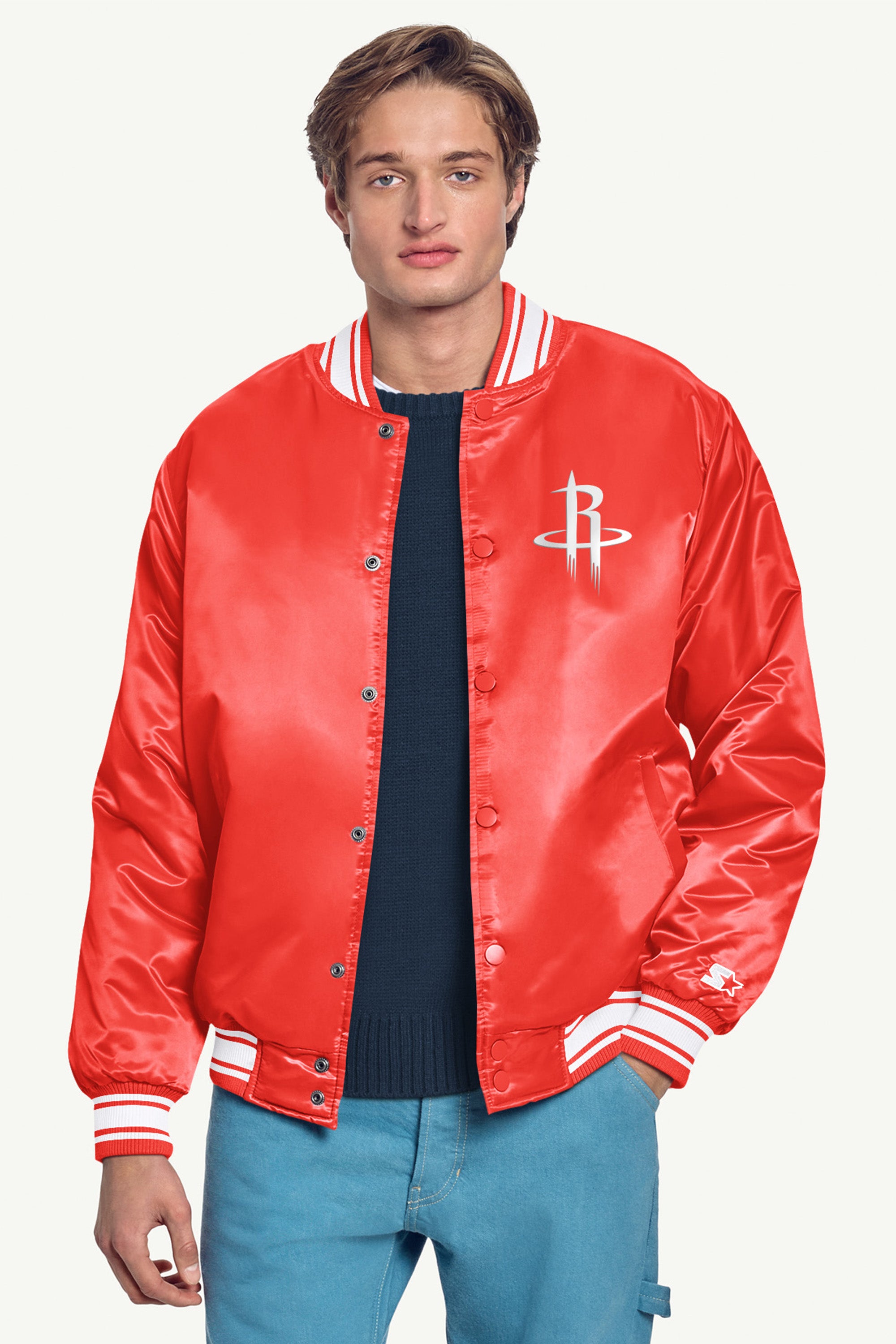 MENS HOUSTON ROCKETS PRINTED GRAPHIC SATIN VARSITY JACKET View 3 | Starter Jackets MENS HOUSTON ROCKETS PRINTED GRAPHIC SATIN VARSITY JACKET View 3 | Starter Jackets