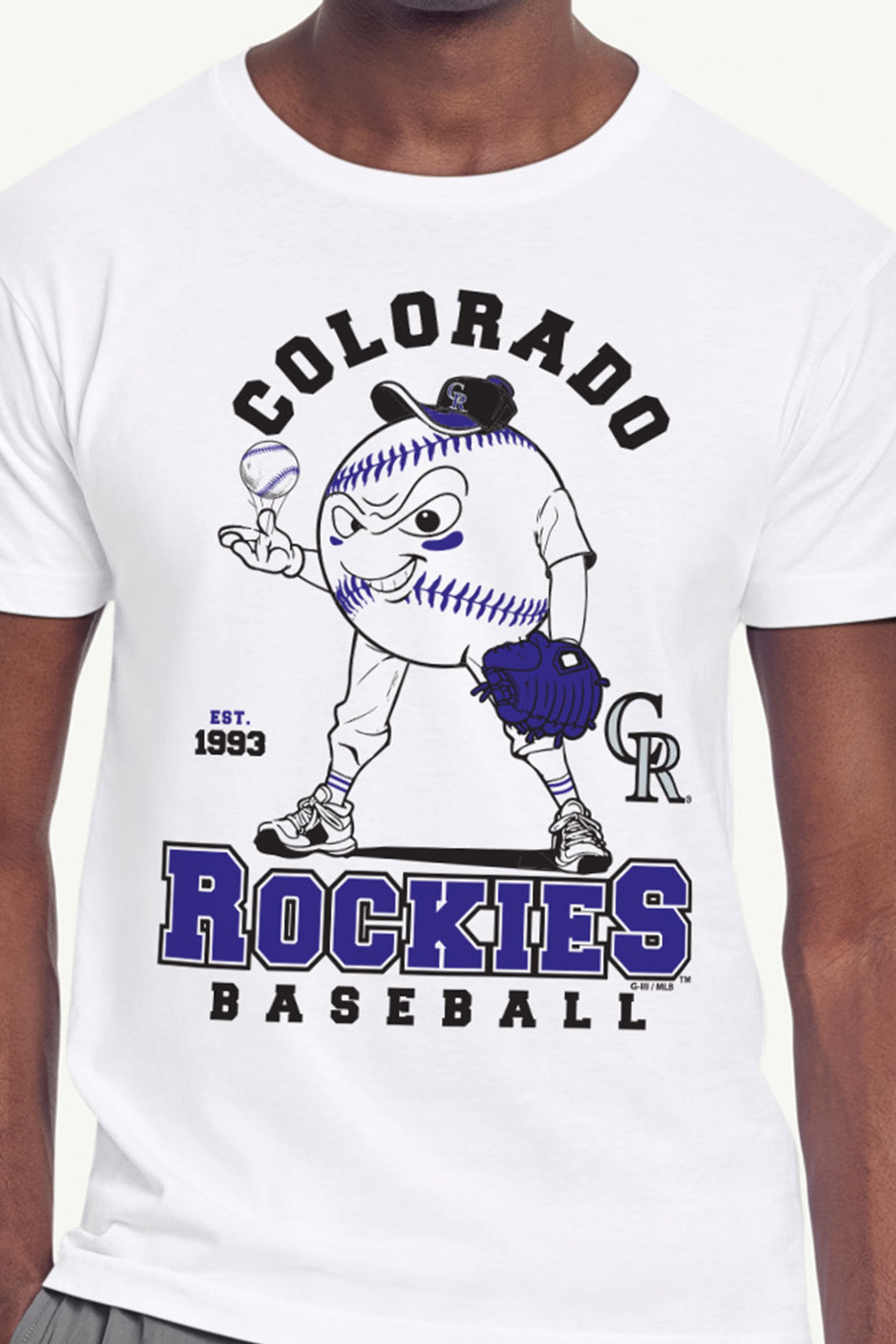 MENS COLORADO ROCKIES BASEBALL CHARACTER SHORT SLEEVE T SHIRT View 2 MENS COLORADO ROCKIES BASEBALL CHARACTER SHORT SLEEVE T SHIRT View 2