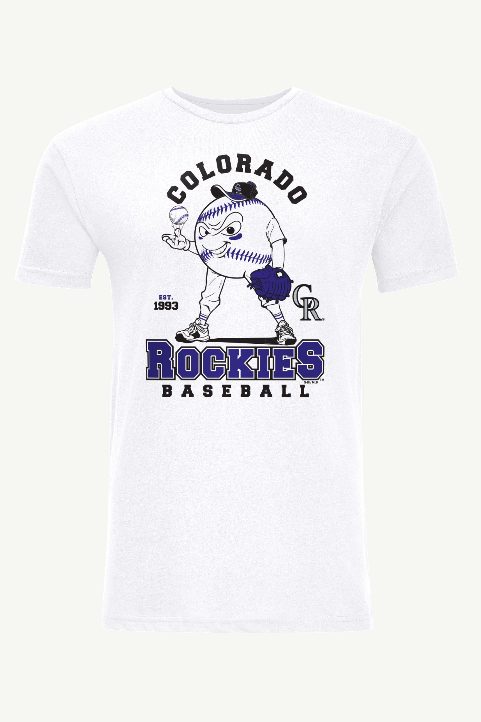 MENS COLORADO ROCKIES BASEBALL CHARACTER SHORT SLEEVE T SHIRT View 1 MENS COLORADO ROCKIES BASEBALL CHARACTER SHORT SLEEVE T SHIRT View 1