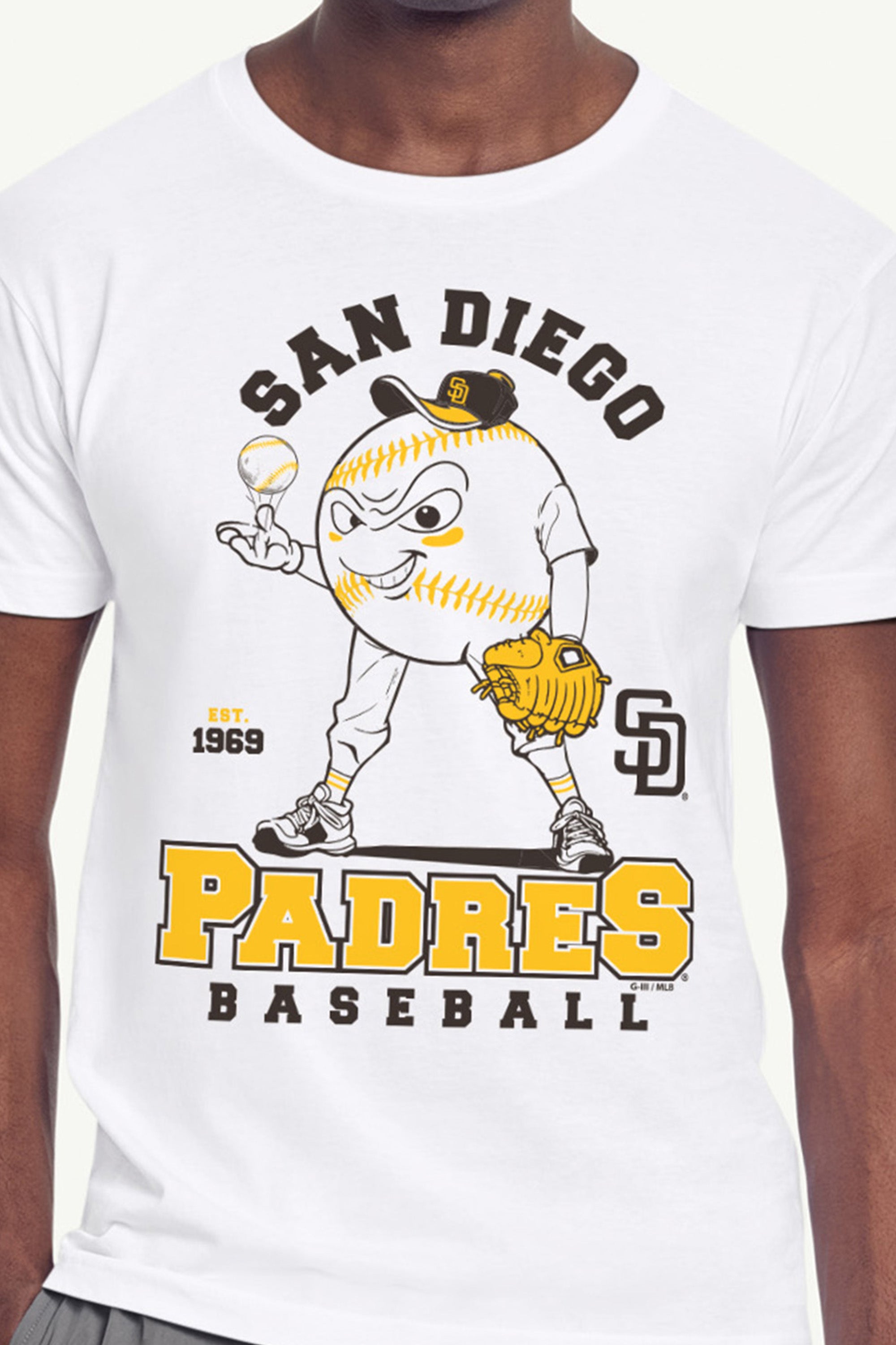 MENS SAN DIEGO PADRES BASEBALL CHARACTER SHORT SLEEVE T SHIRT View 2 MENS SAN DIEGO PADRES BASEBALL CHARACTER SHORT SLEEVE T SHIRT View 2