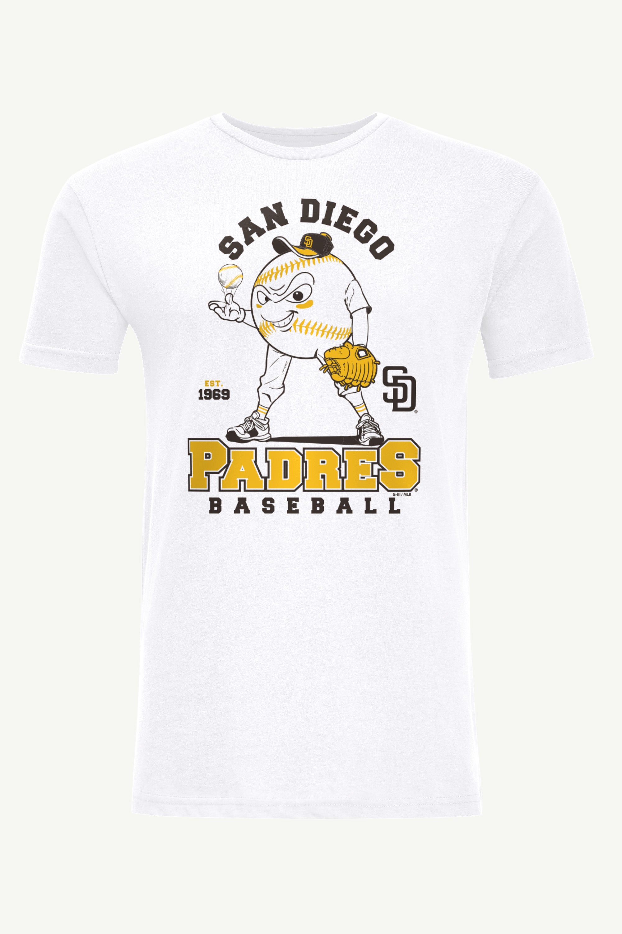 MENS SAN DIEGO PADRES BASEBALL CHARACTER SHORT SLEEVE T SHIRT View 1 MENS SAN DIEGO PADRES BASEBALL CHARACTER SHORT SLEEVE T SHIRT View 1
