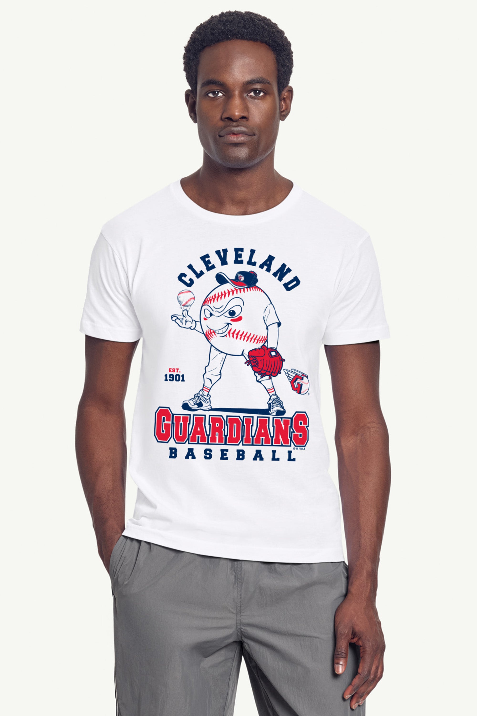 MENS CLEVELAND GUARDIANS BASEBALL CHARACTER SHORT SLEEVE T SHIRT View 3 MENS CLEVELAND GUARDIANS BASEBALL CHARACTER SHORT SLEEVE T SHIRT View 3