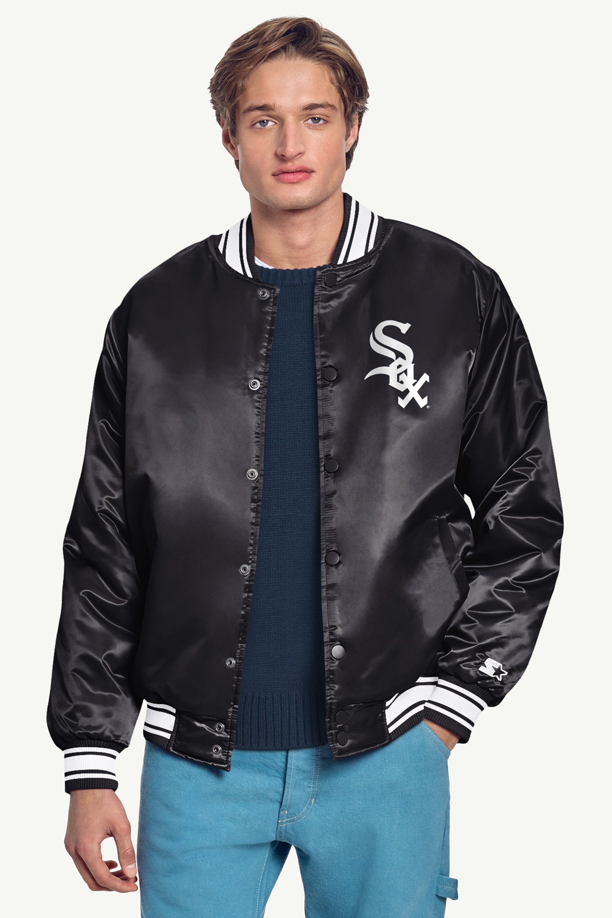 MENS CHICAGO WHITE SOX PRINTED HOMEPLATE SATIN VARSITY JACKET View 3 | Satin Varsity Jackets MENS CHICAGO WHITE SOX PRINTED HOMEPLATE SATIN VARSITY JACKET View 3 | Satin Varsity Jackets