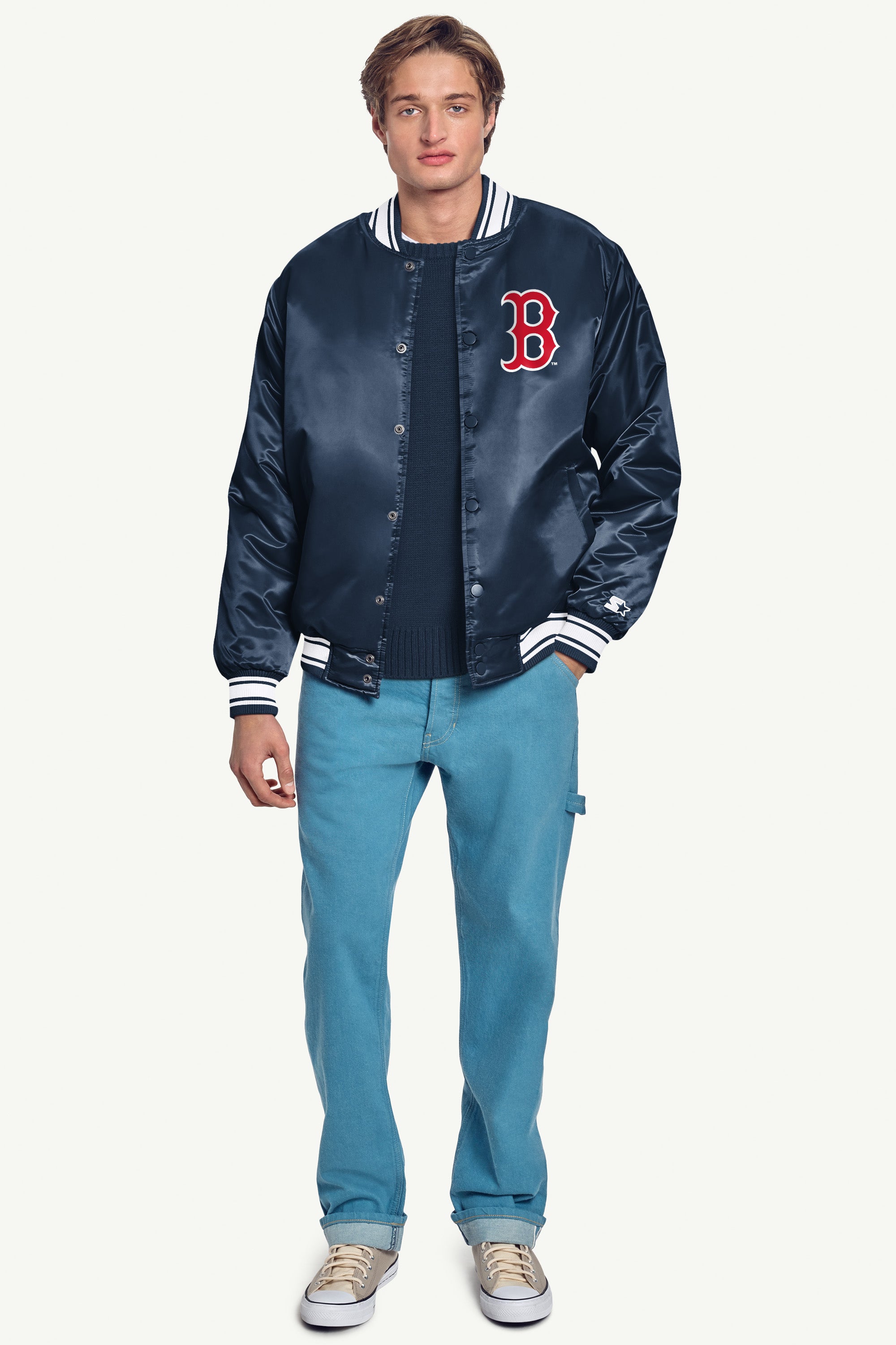 MENS BOSTON RED SOX PRINTED HOMEPLATE SATIN VARSITY JACKET View 4 | Starter Jackets MENS BOSTON RED SOX PRINTED HOMEPLATE SATIN VARSITY JACKET View 4 | Starter Jackets