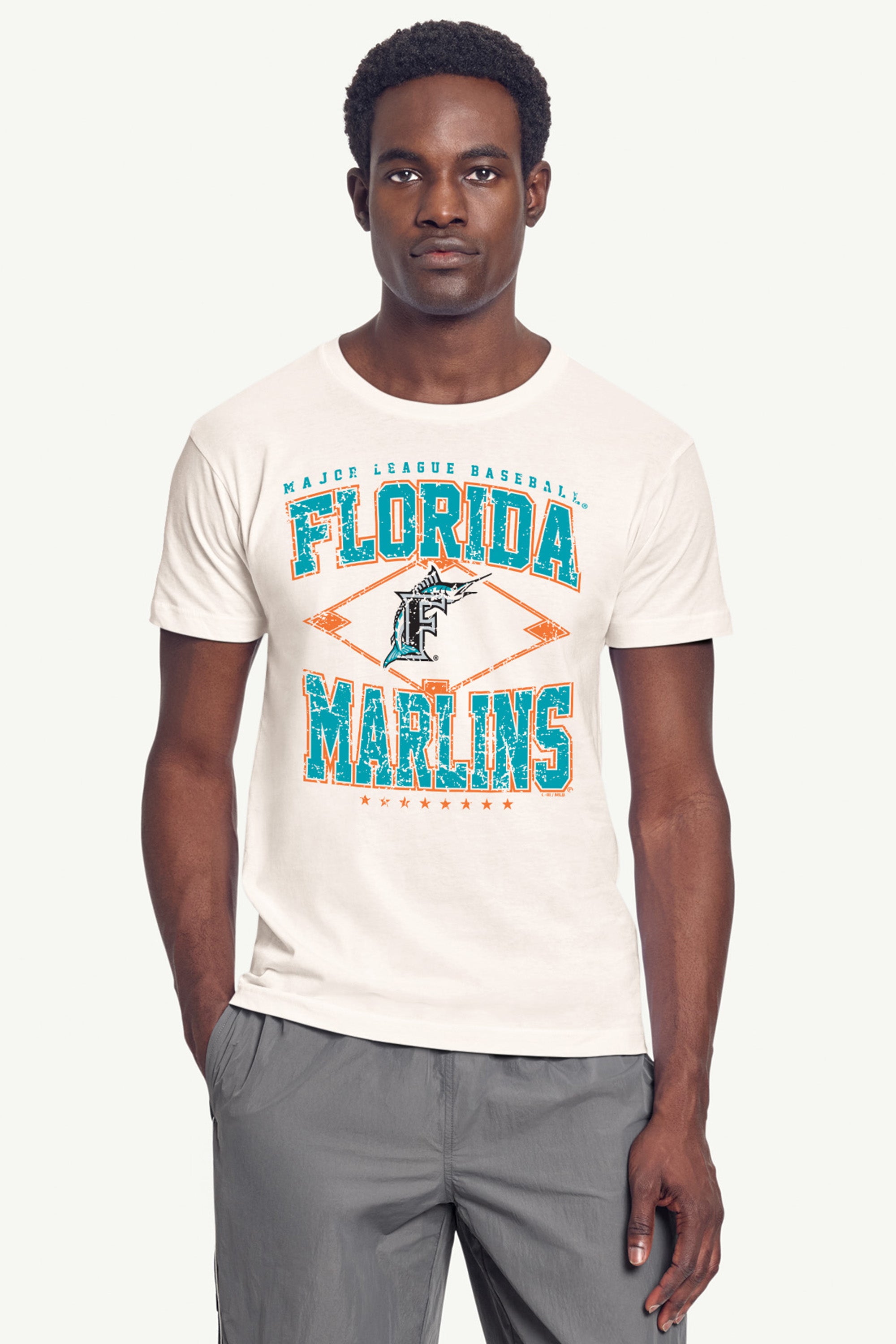 MENS MIAMI MARLINS DISTRESSED COOPERSTOWN DIAMOND SHORT SLEEVE T SHIRT View 3 | New Arrivals MENS MIAMI MARLINS DISTRESSED COOPERSTOWN DIAMOND SHORT SLEEVE T SHIRT View 3 | New Arrivals