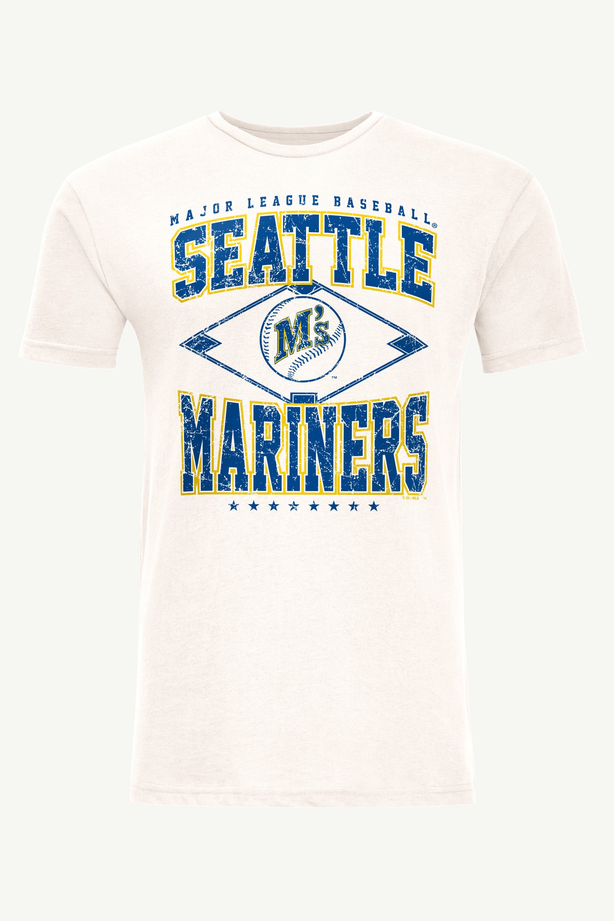 MENS SEATTLE MARINERS DISTRESSED COOPERSTOWN DIAMOND SHORT SLEEVE T SHIRT View 1 MENS SEATTLE MARINERS DISTRESSED COOPERSTOWN DIAMOND SHORT SLEEVE T SHIRT View 1