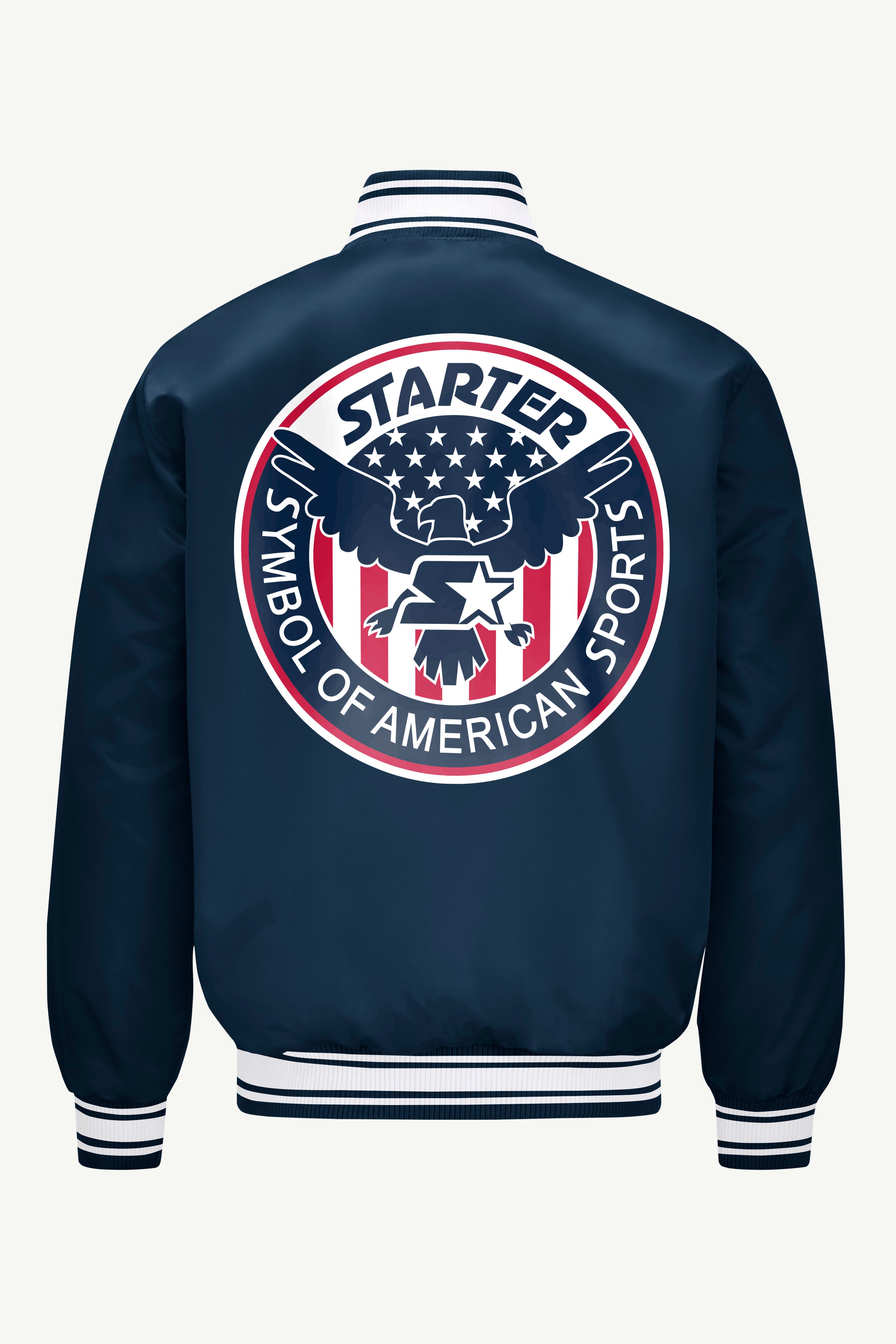 MENS STARTER USA EAGLE CREST SATIN VARSITY JACKET View 2 MENS STARTER USA EAGLE CREST SATIN VARSITY JACKET View 2