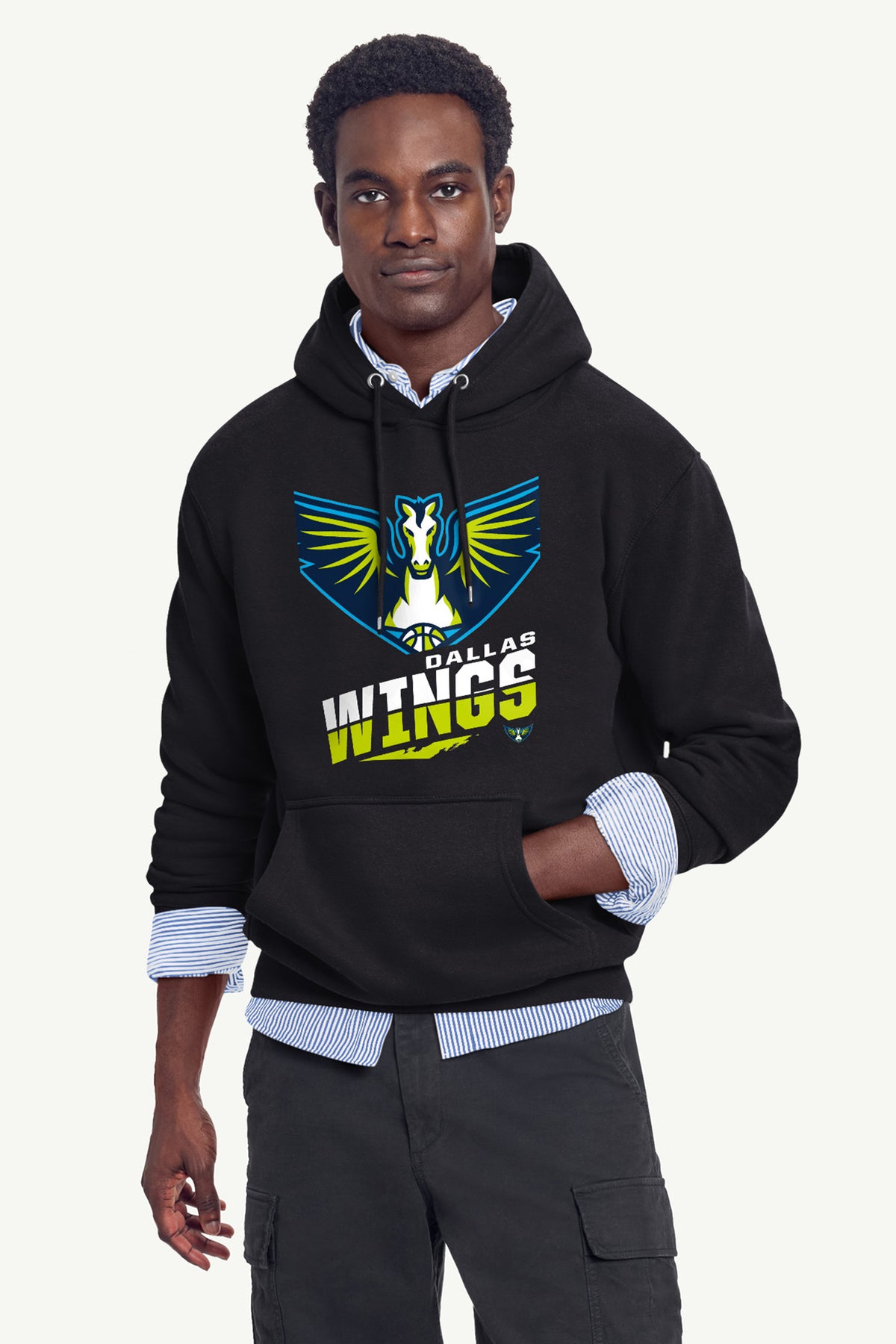 MENS DALLAS WINGS LOGO ZOOM PRINTED HOODIE View 4 MENS DALLAS WINGS LOGO ZOOM PRINTED HOODIE View 4