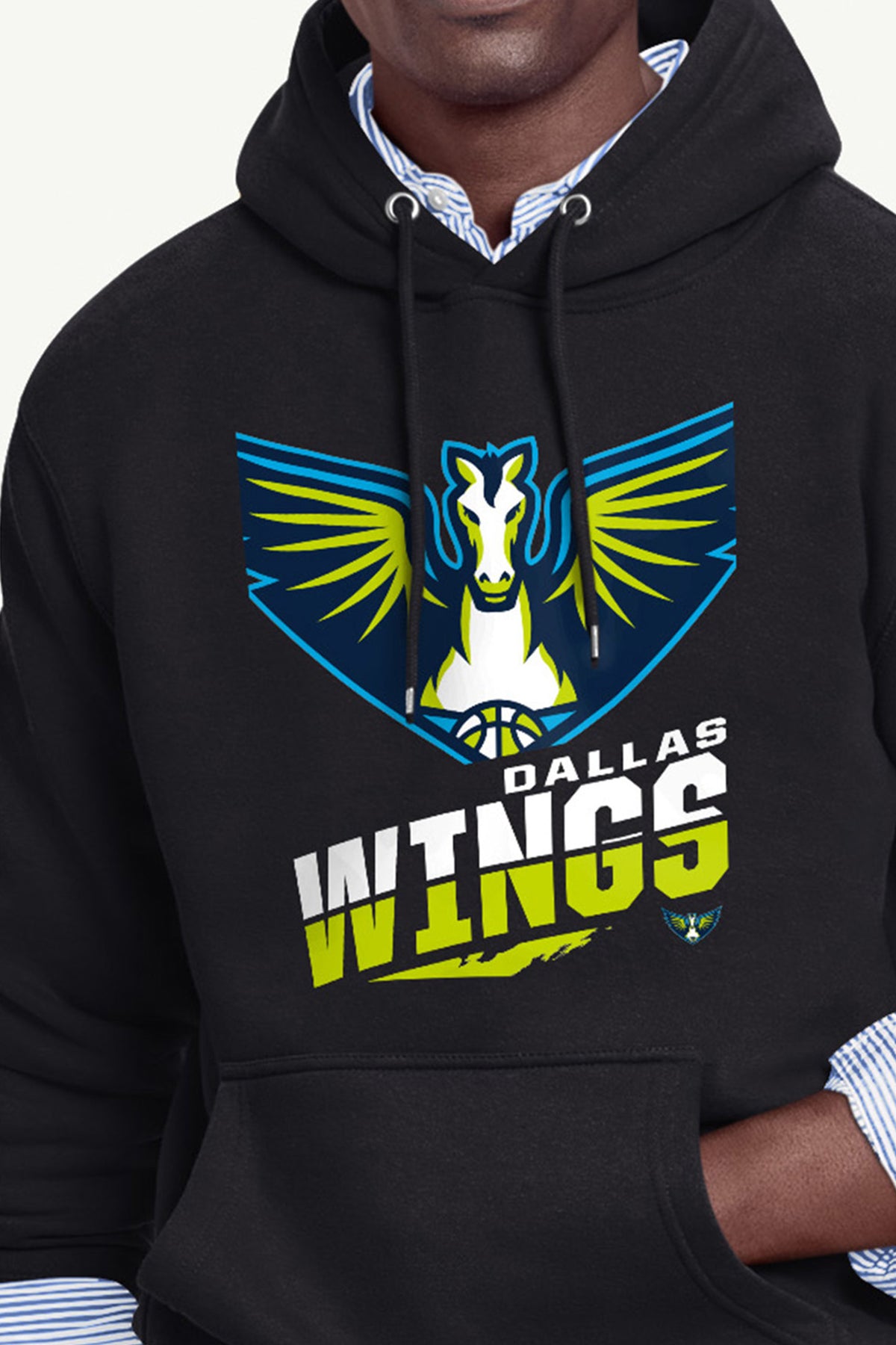 MENS DALLAS WINGS LOGO ZOOM PRINTED HOODIE View 2 MENS DALLAS WINGS LOGO ZOOM PRINTED HOODIE View 2