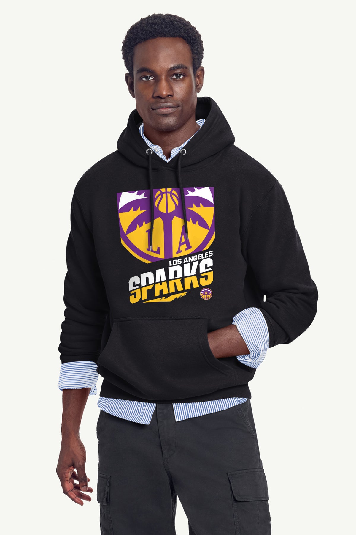 MENS LOS ANGELES SPARKS LOGO ZOOM PRINTED HOODIE View 4 MENS LOS ANGELES SPARKS LOGO ZOOM PRINTED HOODIE View 4