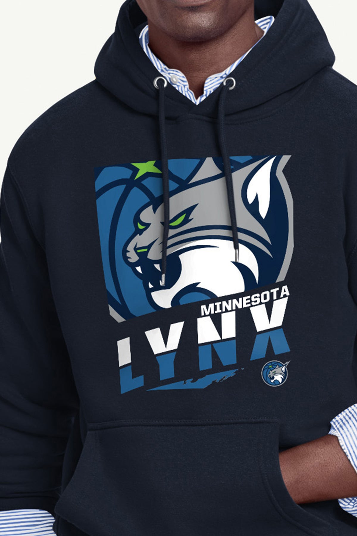 MENS MINNESOTA LYNX LOGO ZOOM PRINTED HOODIE View 2 MENS MINNESOTA LYNX LOGO ZOOM PRINTED HOODIE View 2
