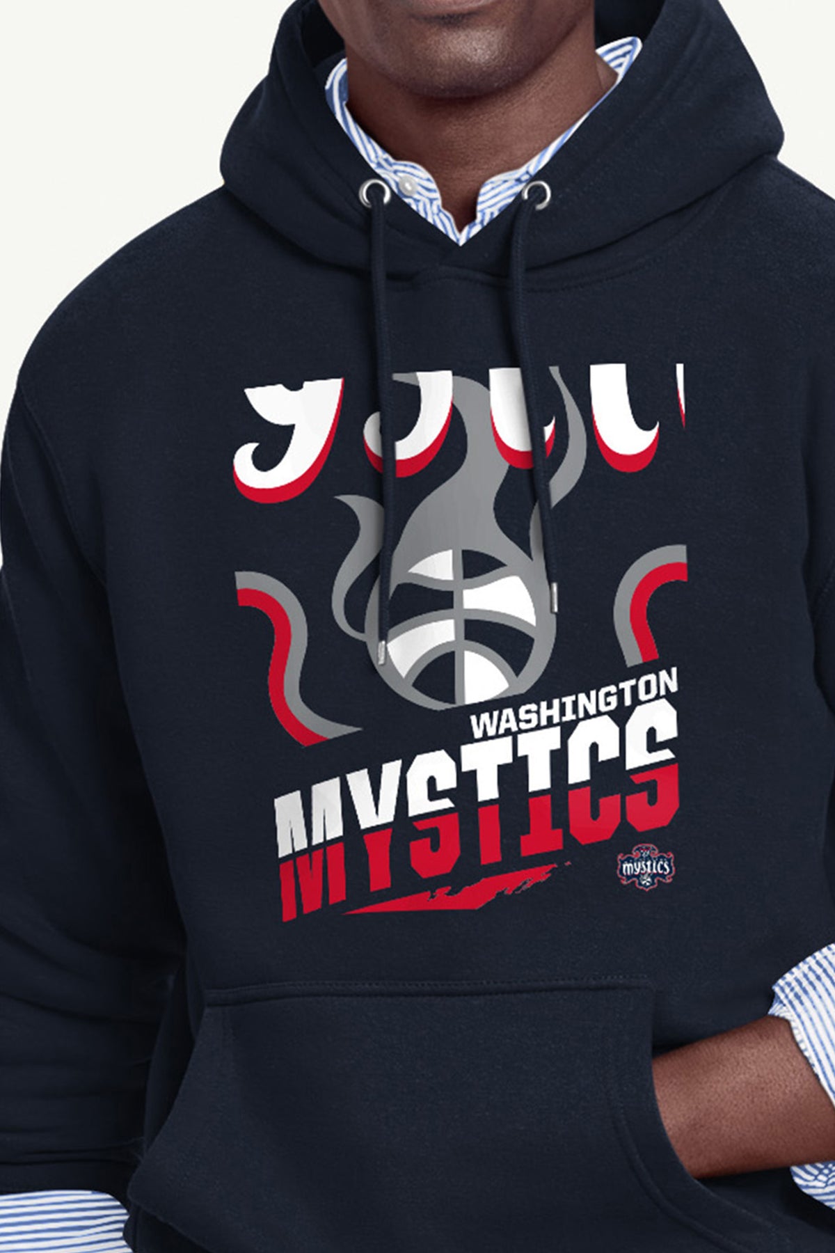 MENS WASHINGTON MYSTICS LOGO ZOOM PRINTED HOODIE View 2 MENS WASHINGTON MYSTICS LOGO ZOOM PRINTED HOODIE View 2