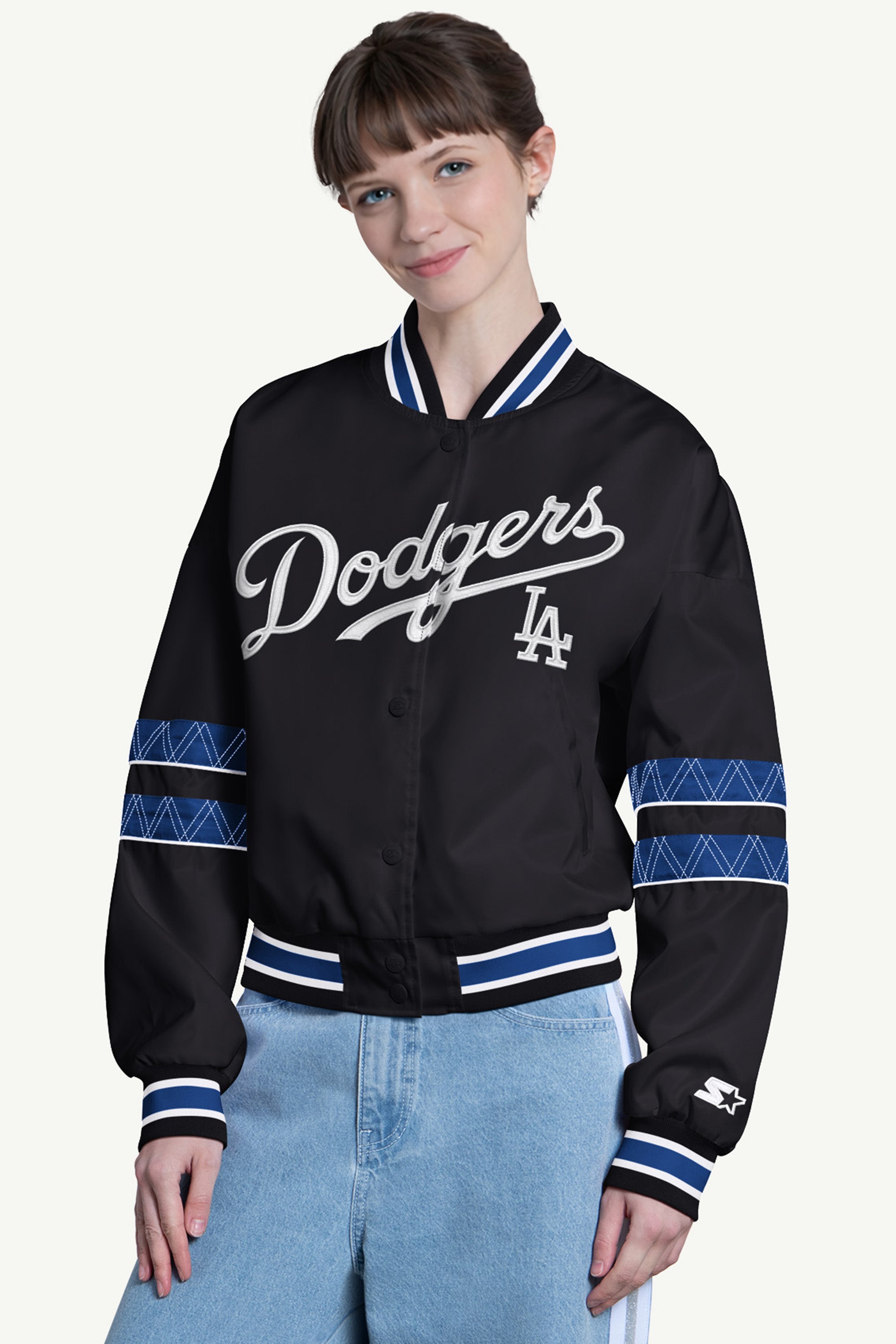 WOMENS LOS ANGELES DODGERS INTERCEPTION VARSITY JACKET View 1 | MLB WOMENS LOS ANGELES DODGERS INTERCEPTION VARSITY JACKET View 1 | MLB