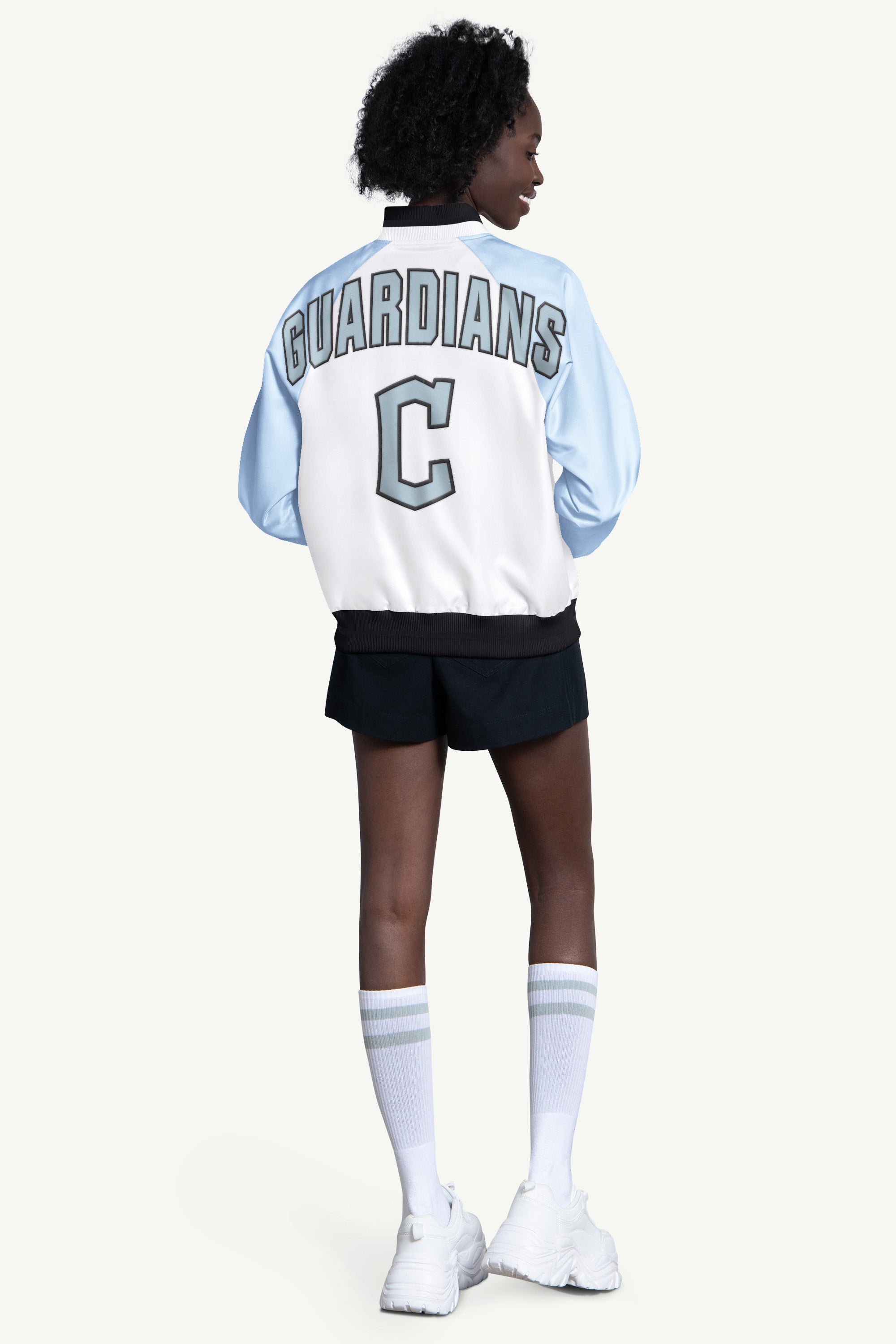 WOMENS CLEVELAND GUARDIANS BLITZ VARSITY JACKET View 2 | MLB WOMENS CLEVELAND GUARDIANS BLITZ VARSITY JACKET View 2 | MLB