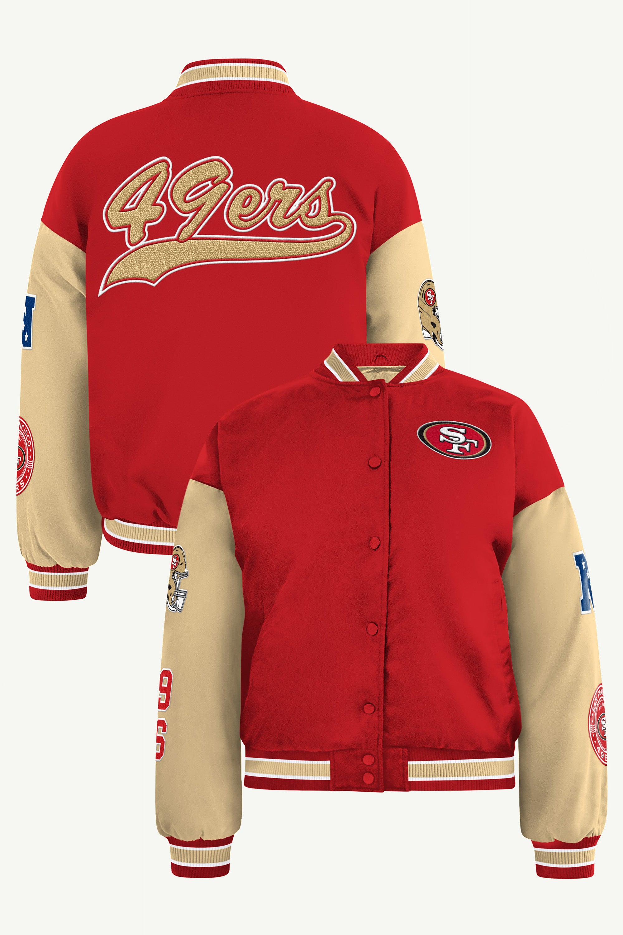 WOMENS SAN FRANCISCO 49ERS REBOUND VARSITY JACKET View 1 WOMENS SAN FRANCISCO 49ERS REBOUND VARSITY JACKET View 1