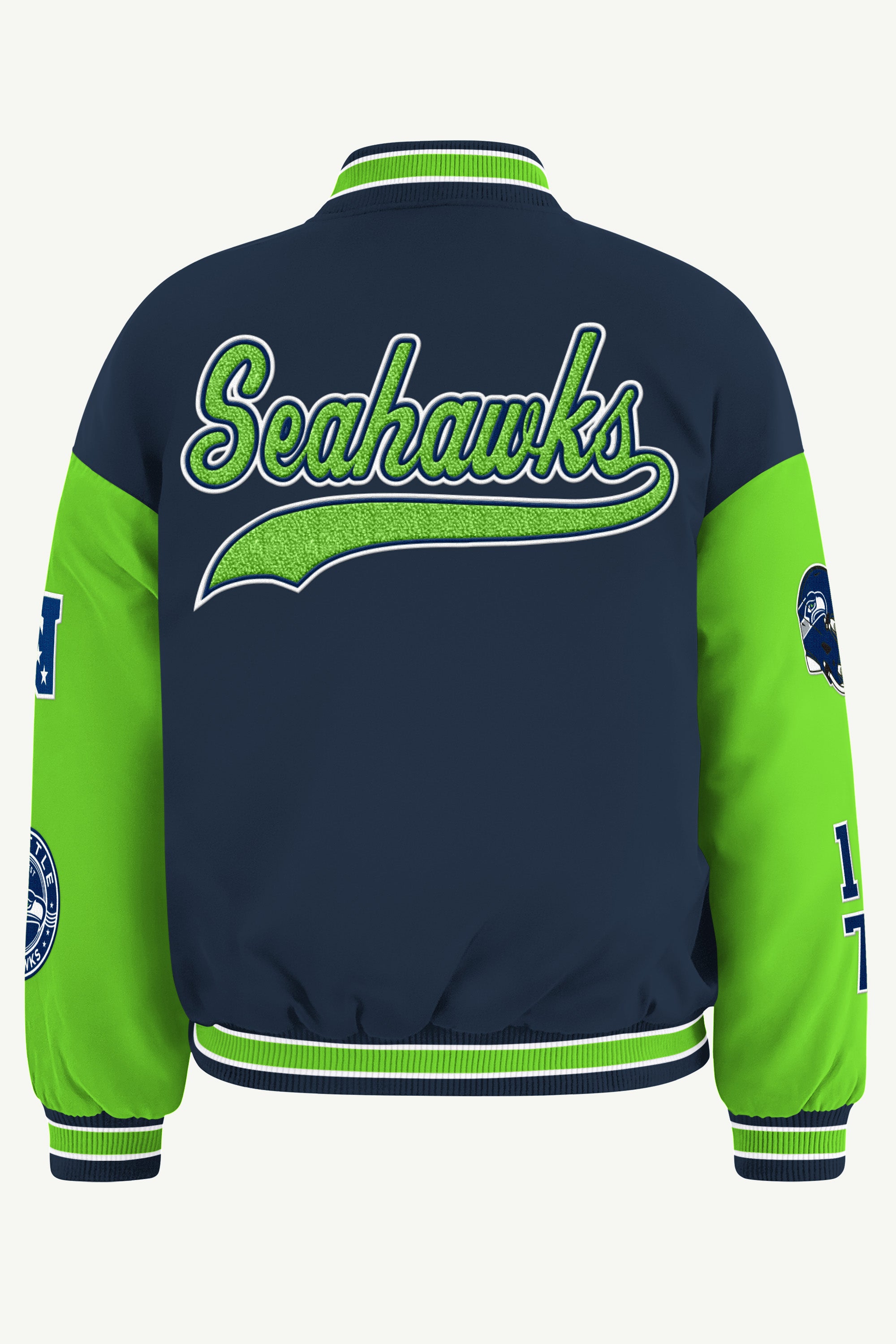 WOMENS SEATTLE SEAHAWKS REBOUND VARSITY JACKET View 3 WOMENS SEATTLE SEAHAWKS REBOUND VARSITY JACKET View 3
