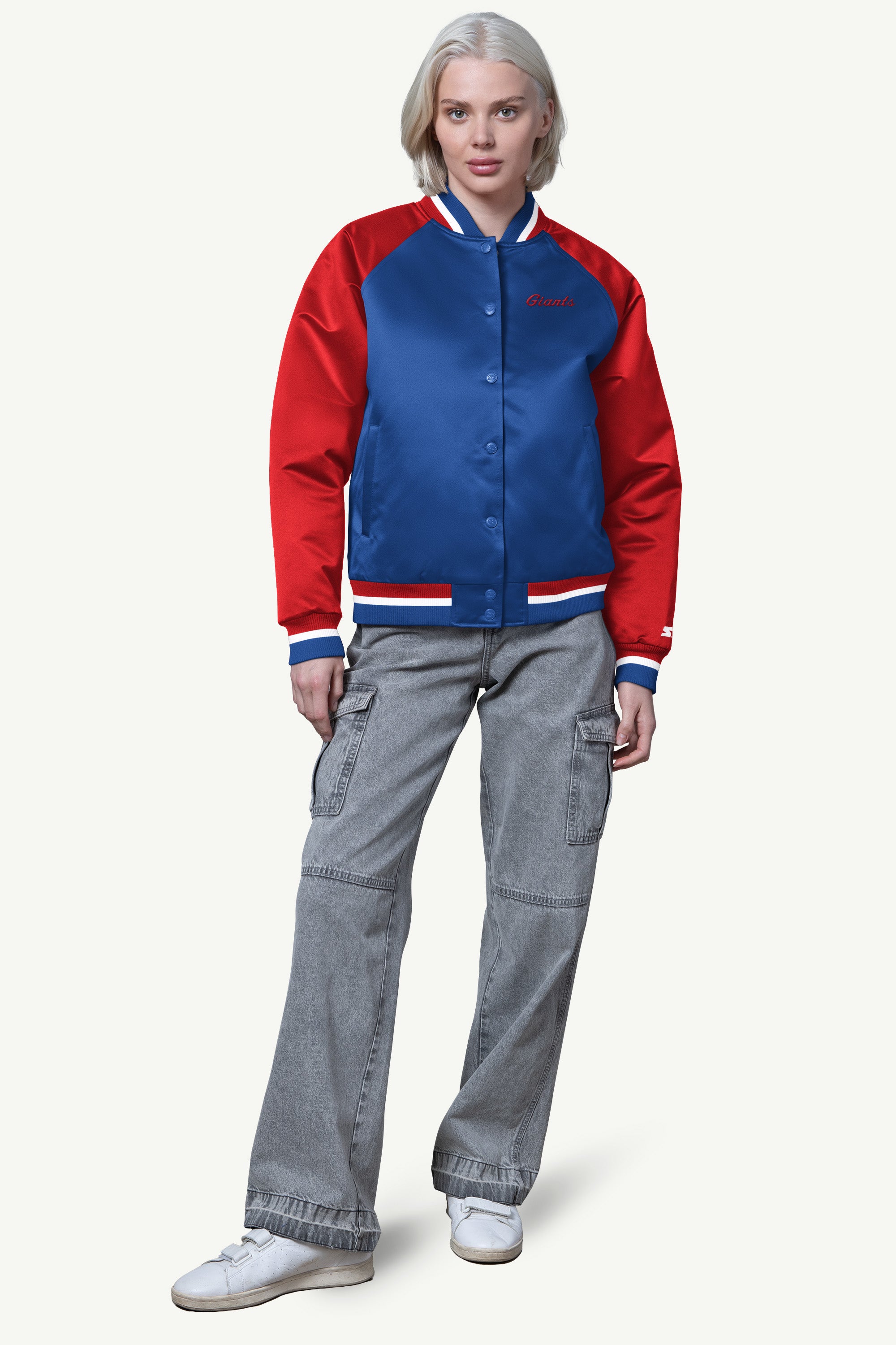 WOMENS NEW YORK GIANTS FINAL SCORE SATIN VARSITY JACKET View 3 | New York Giants WOMENS NEW YORK GIANTS FINAL SCORE SATIN VARSITY JACKET View 3 | New York Giants