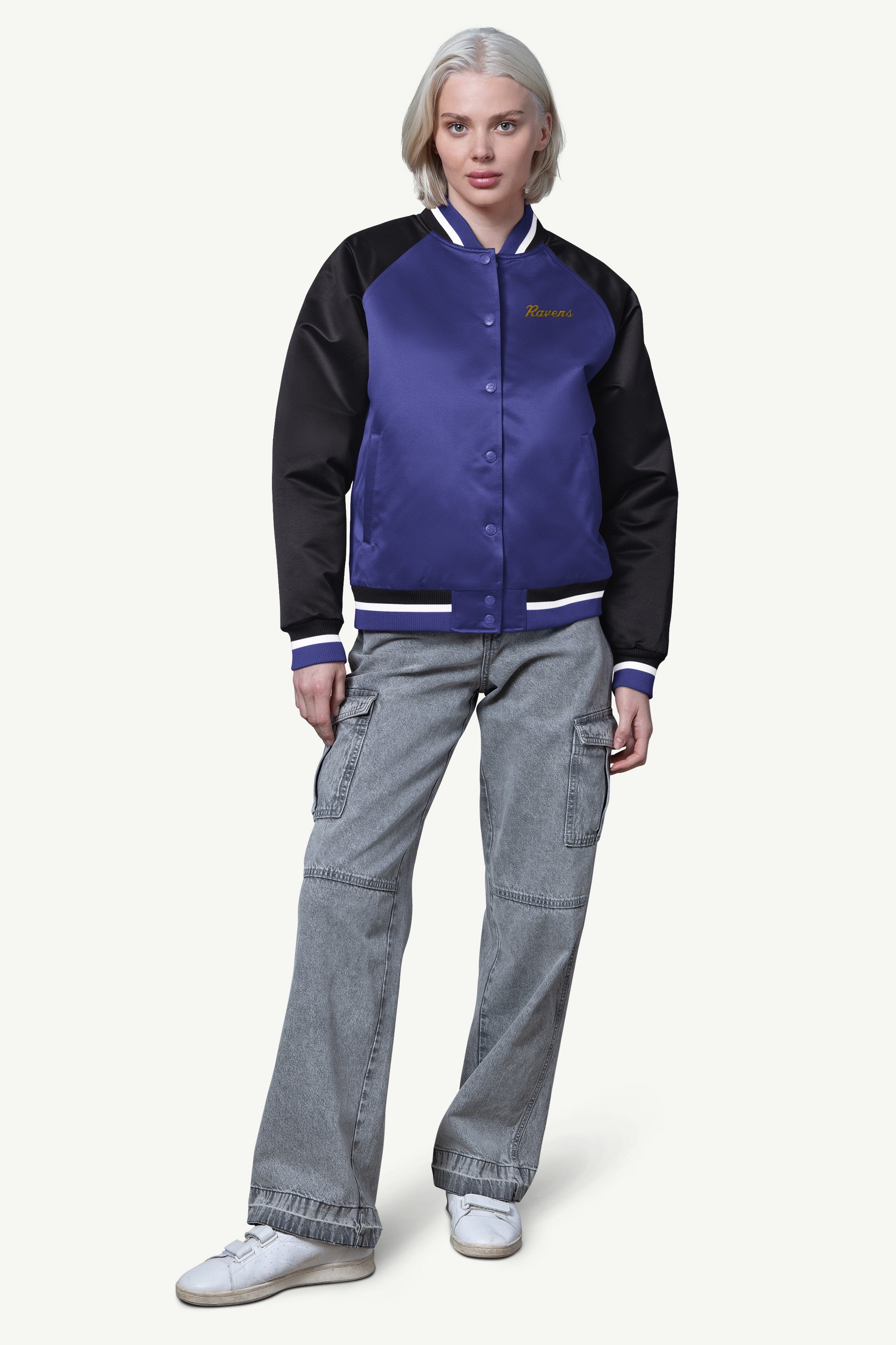 WOMENS BALTIMORE RAVENS FINAL SCORE SATIN VARSITY JACKET View 3 | Baltimore Ravens WOMENS BALTIMORE RAVENS FINAL SCORE SATIN VARSITY JACKET View 3 | Baltimore Ravens